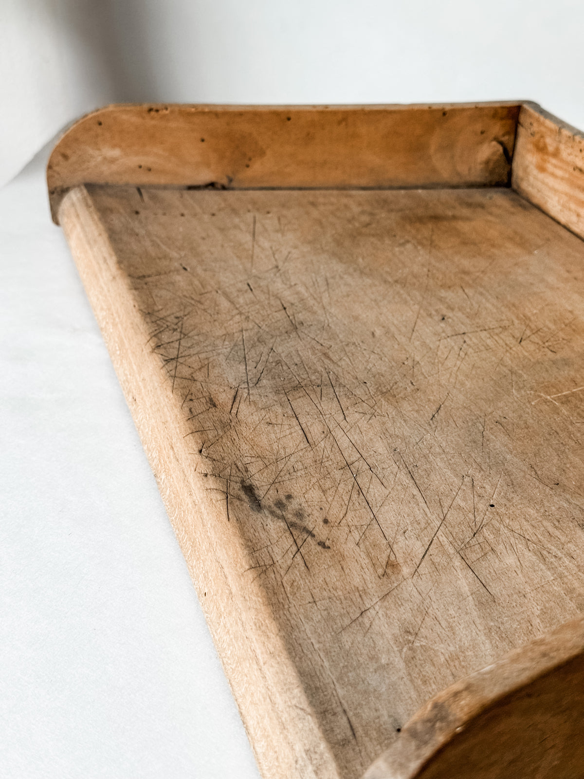 Antique French Wood Herb Chopping Board With Old French Mezzaluna