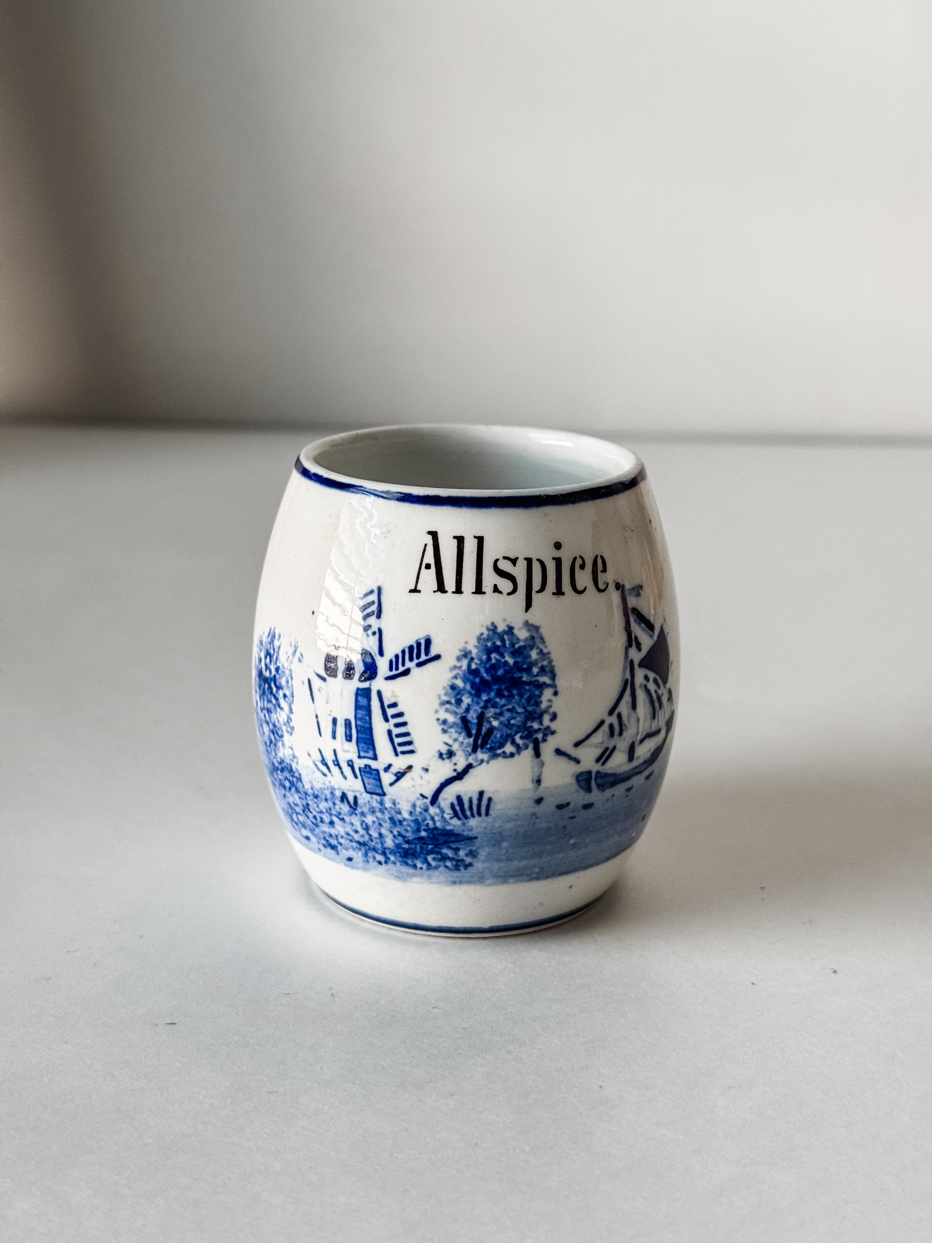 Vintage German Blue And White Allspice Jar