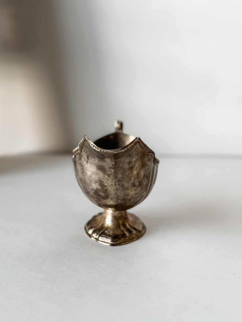 Antique Silver Plate Gravy Boat With Patina