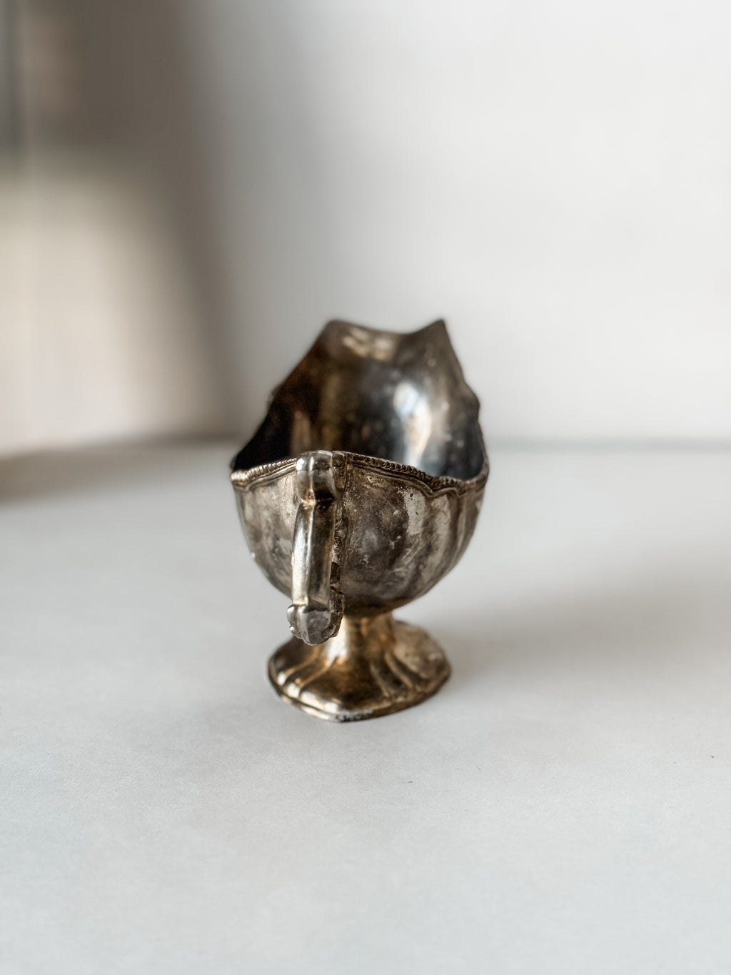 Antique Silver Plate Gravy Boat With Patina