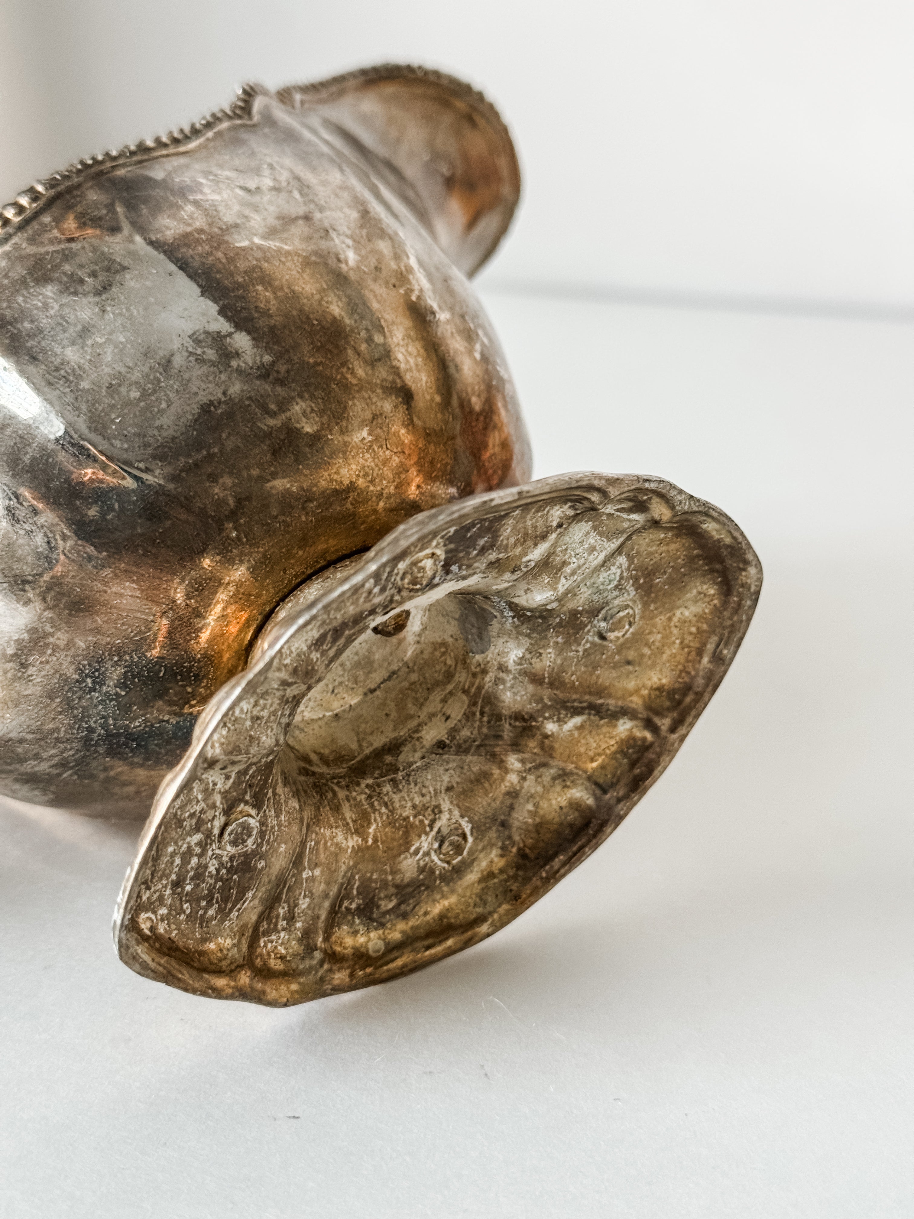 Antique Silver Plate Gravy Boat With Patina