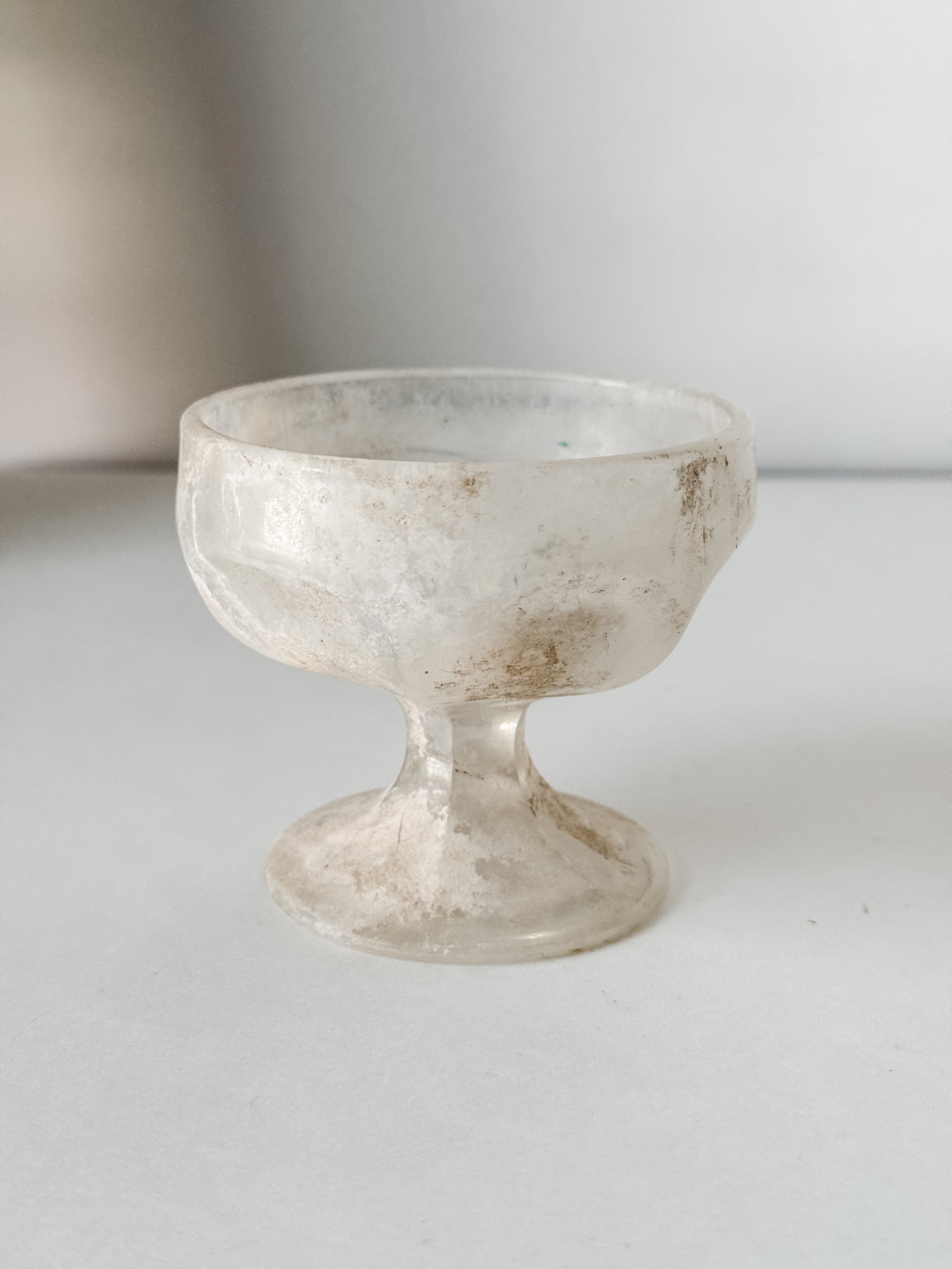 Set Of Three Vintage Mixed Material Footed Vessels