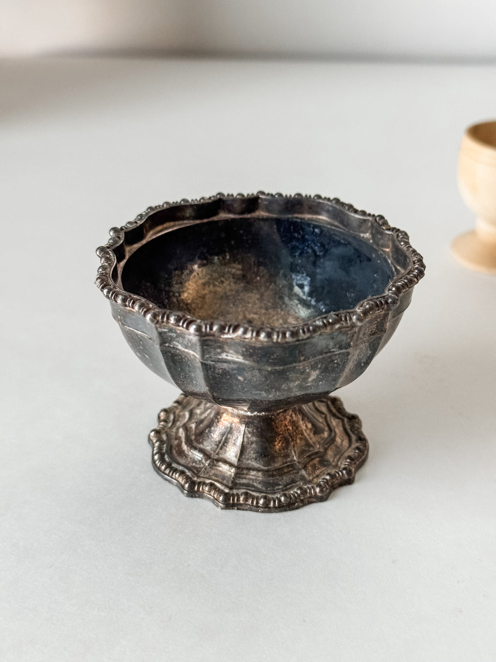 Set Of Three Vintage Mixed Material Footed Vessels
