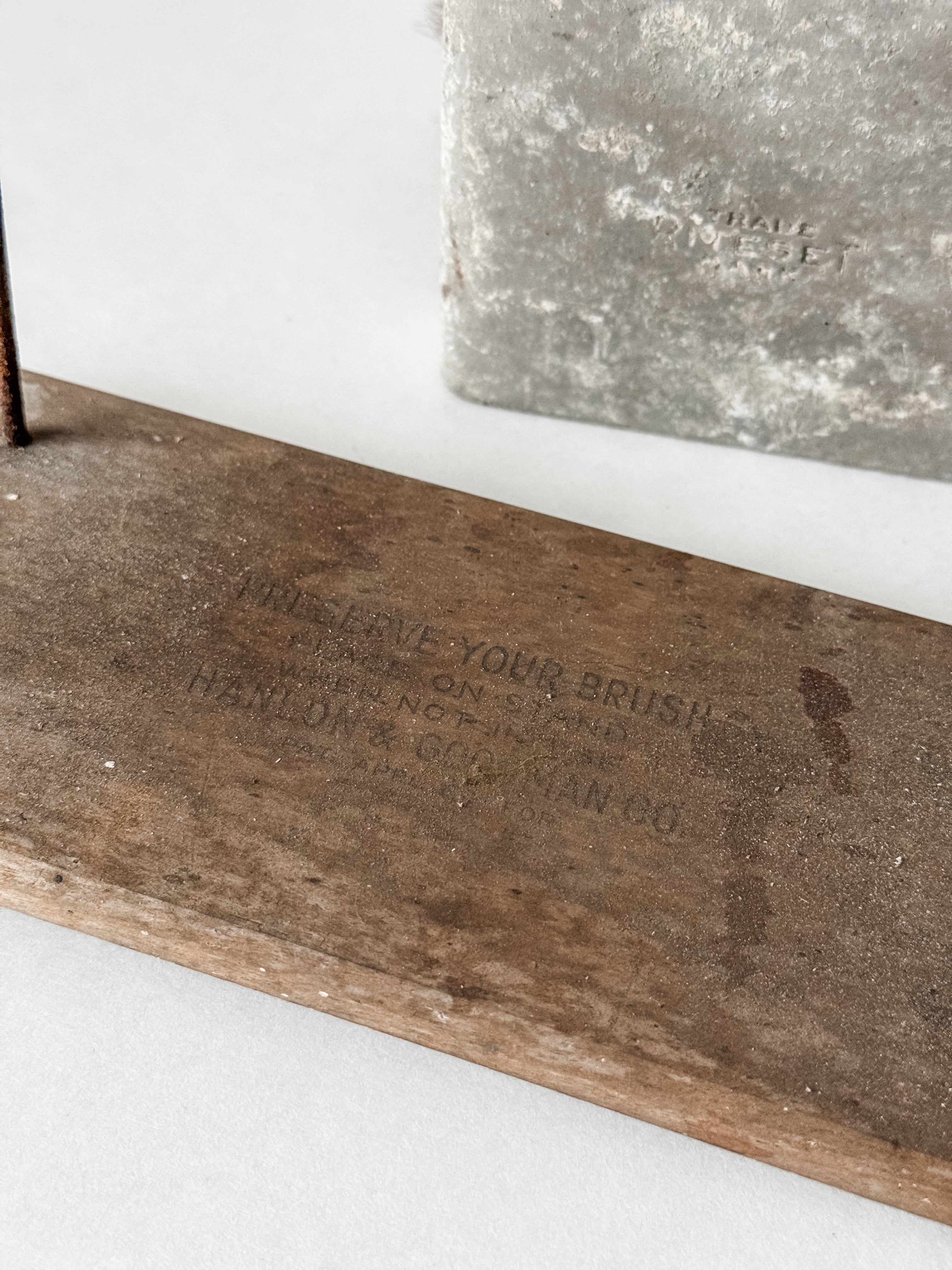 1960s Wall Finishing Brush On Wood Stand