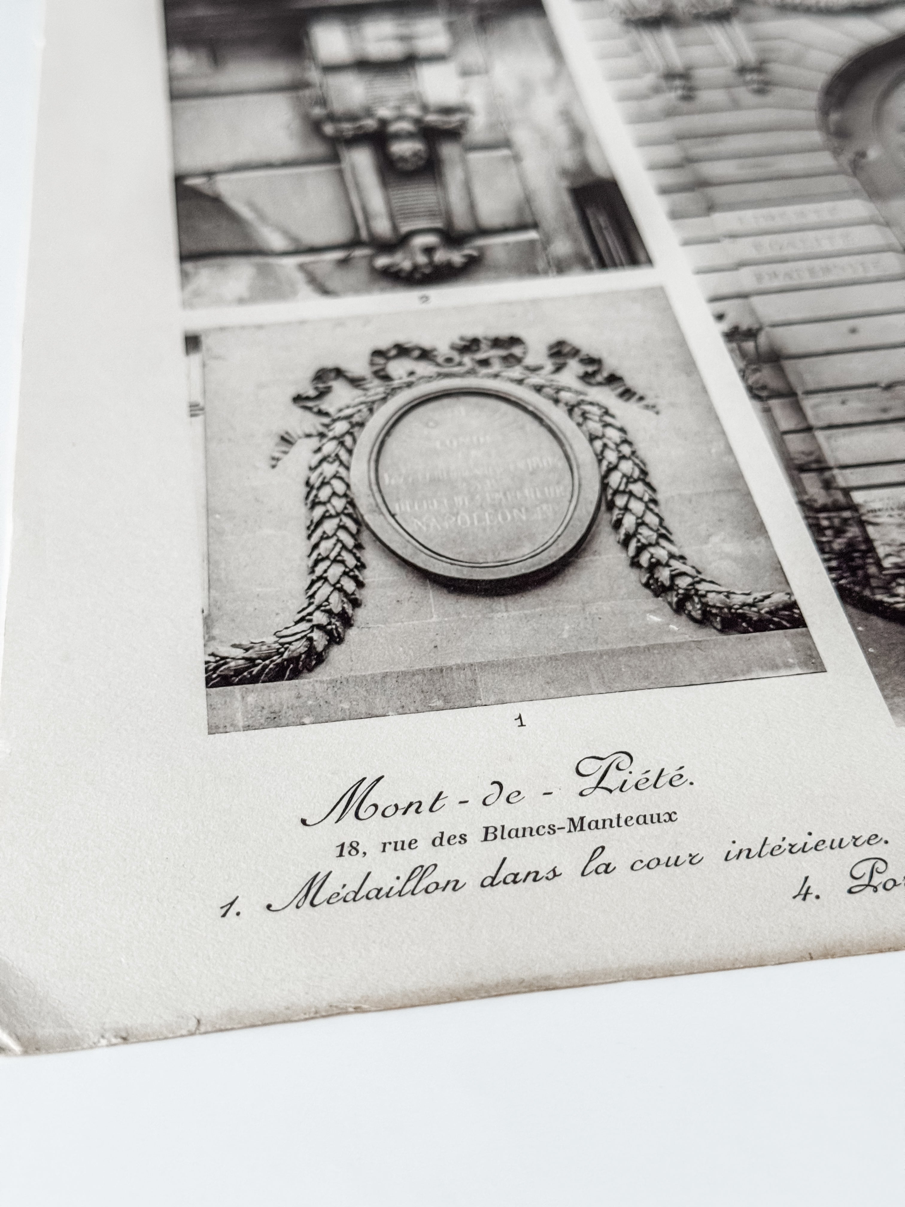 Vintage Large French Print Of Parisian Hotel With Vintage Wood Hanger