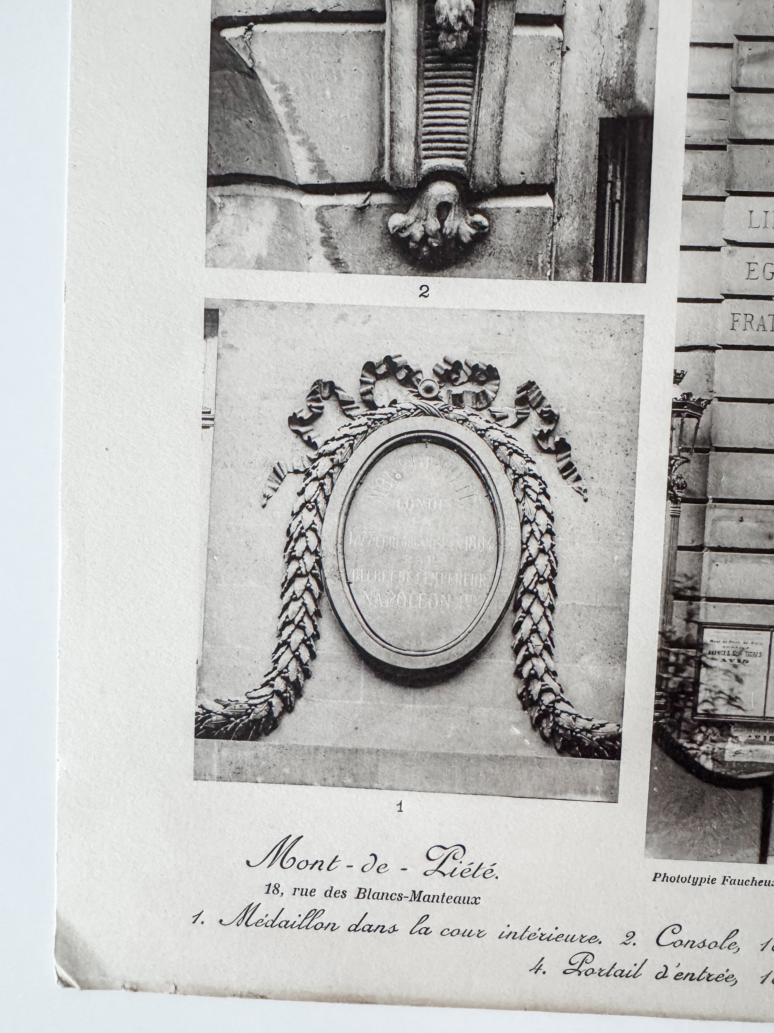 Vintage Large French Print Of Parisian Hotel With Vintage Wood Hanger
