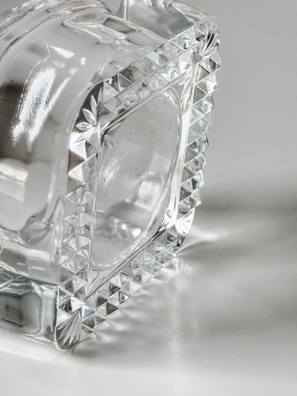 Vintage French Glass Salt Cellar and Spoon