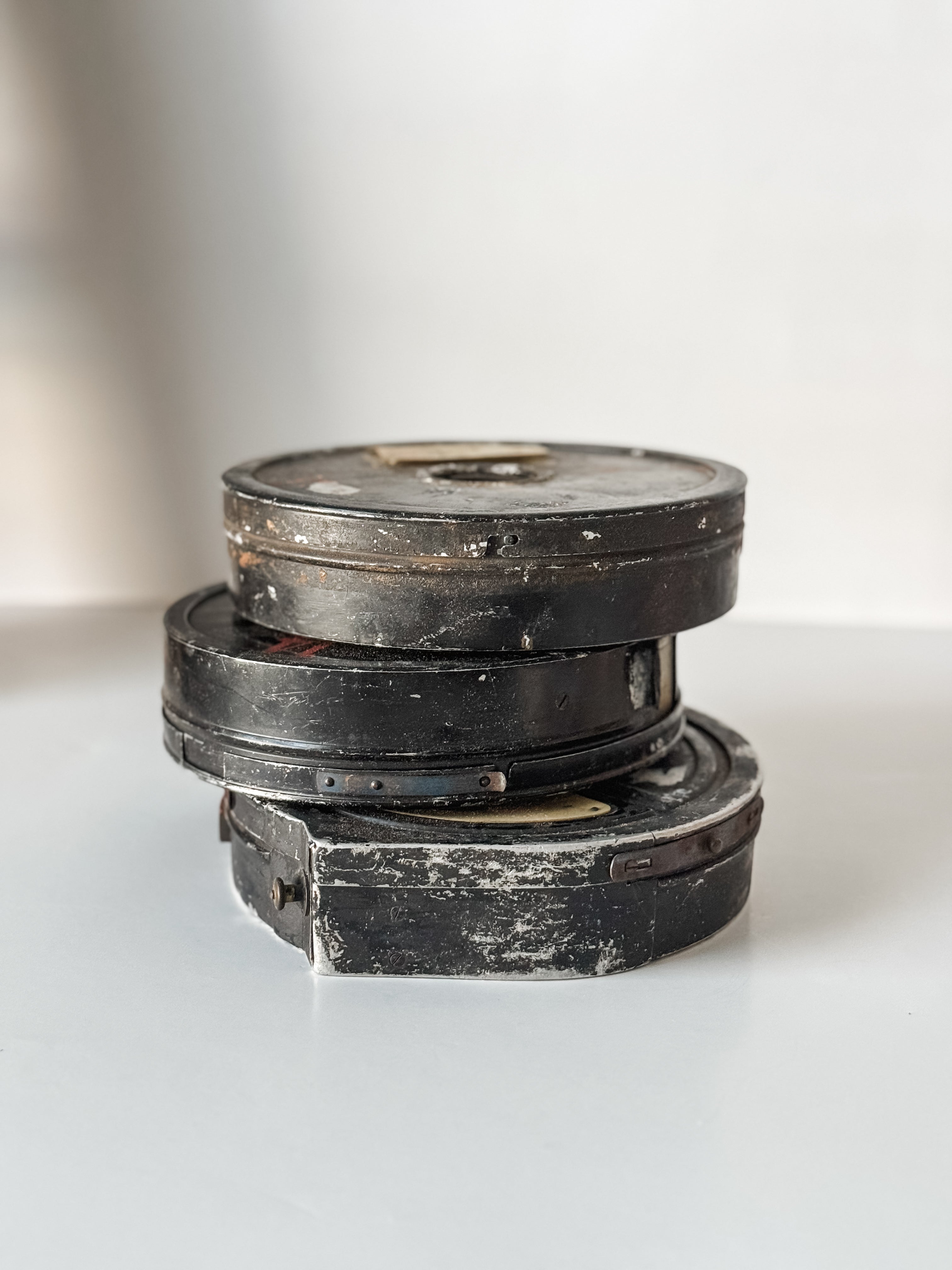 Vintage Black Metal Film Reel Canister