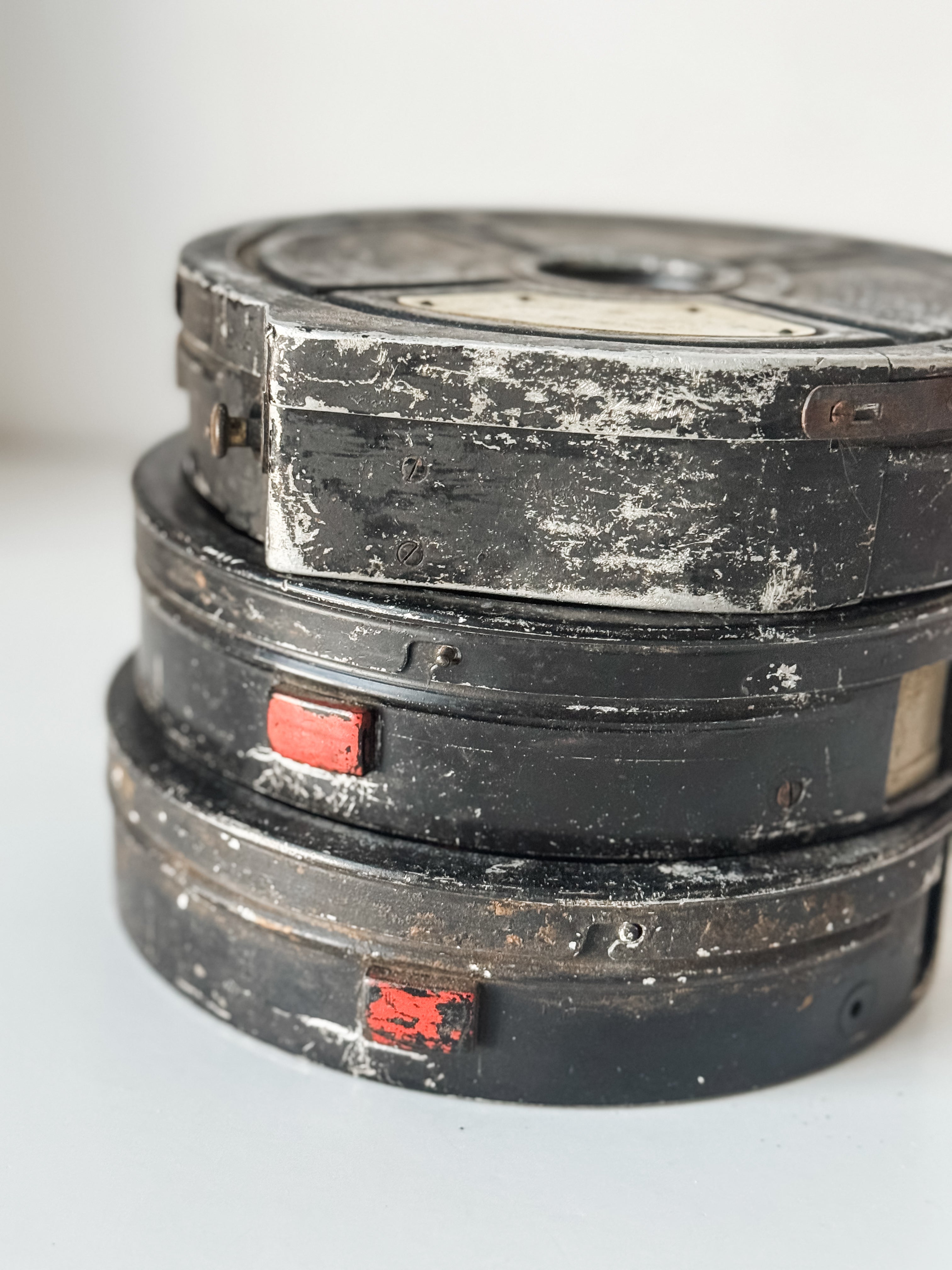 Vintage Black Metal Film Reel Canister