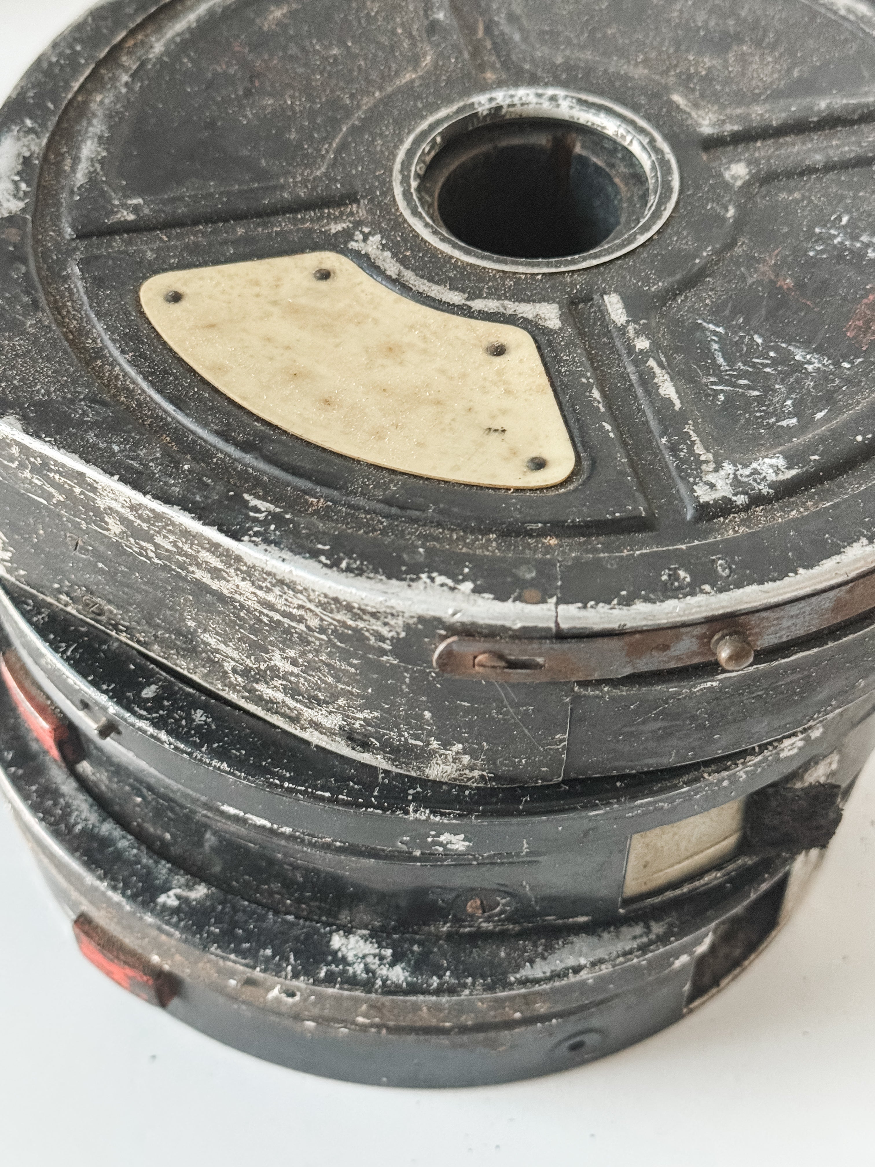 Vintage Black Metal Film Reel Canister