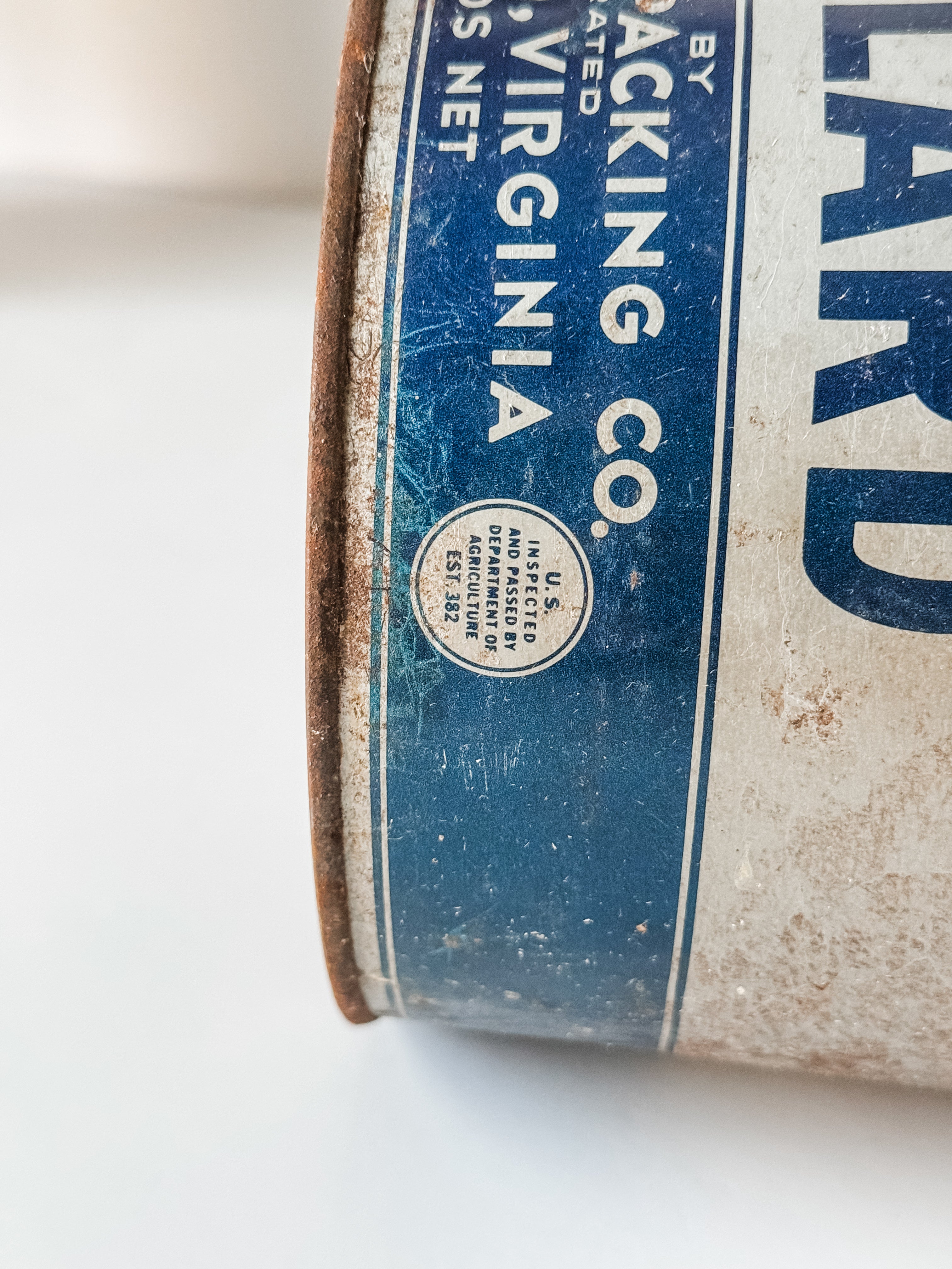 Vintage Blue And Gray Luter's Lard Bucket With Graphics
