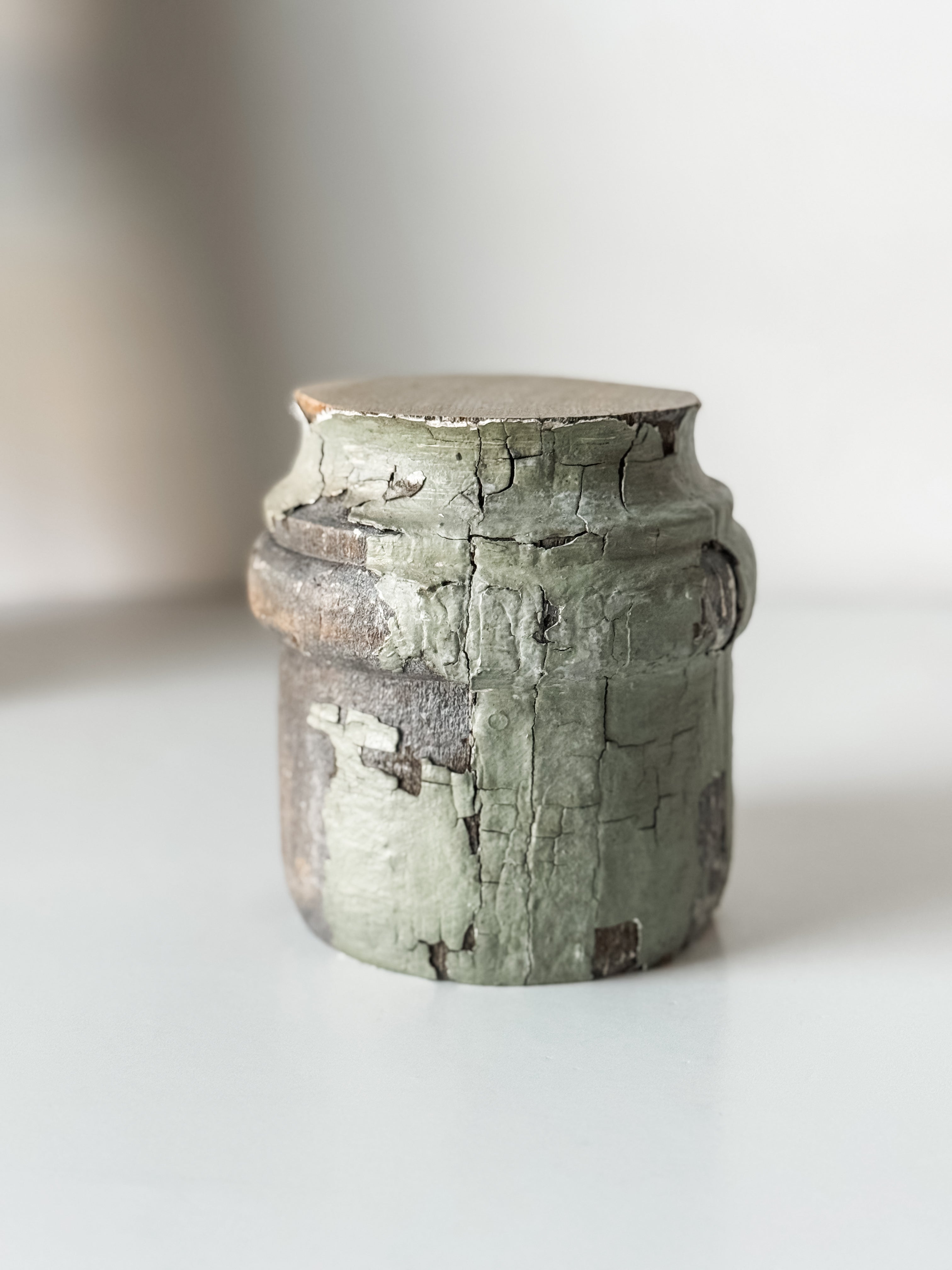 Vintage Pale Green Column Salvage Piece Riser