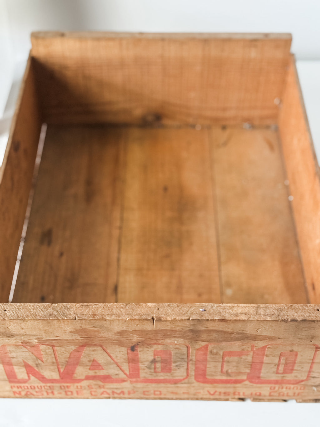 Vintage Wood Produce Crate With Red Graphics