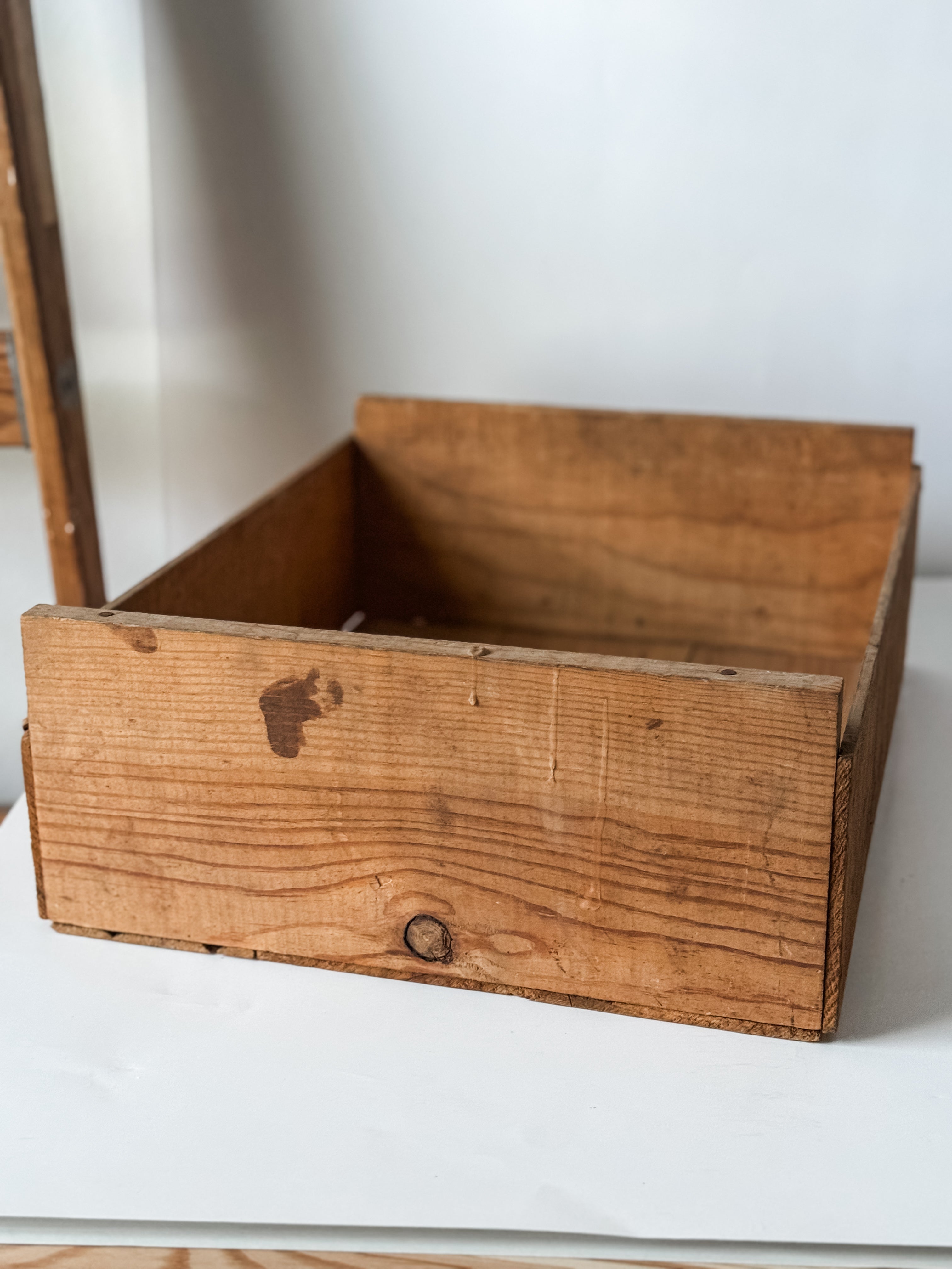Vintage Wood Produce Crate With Red Graphics