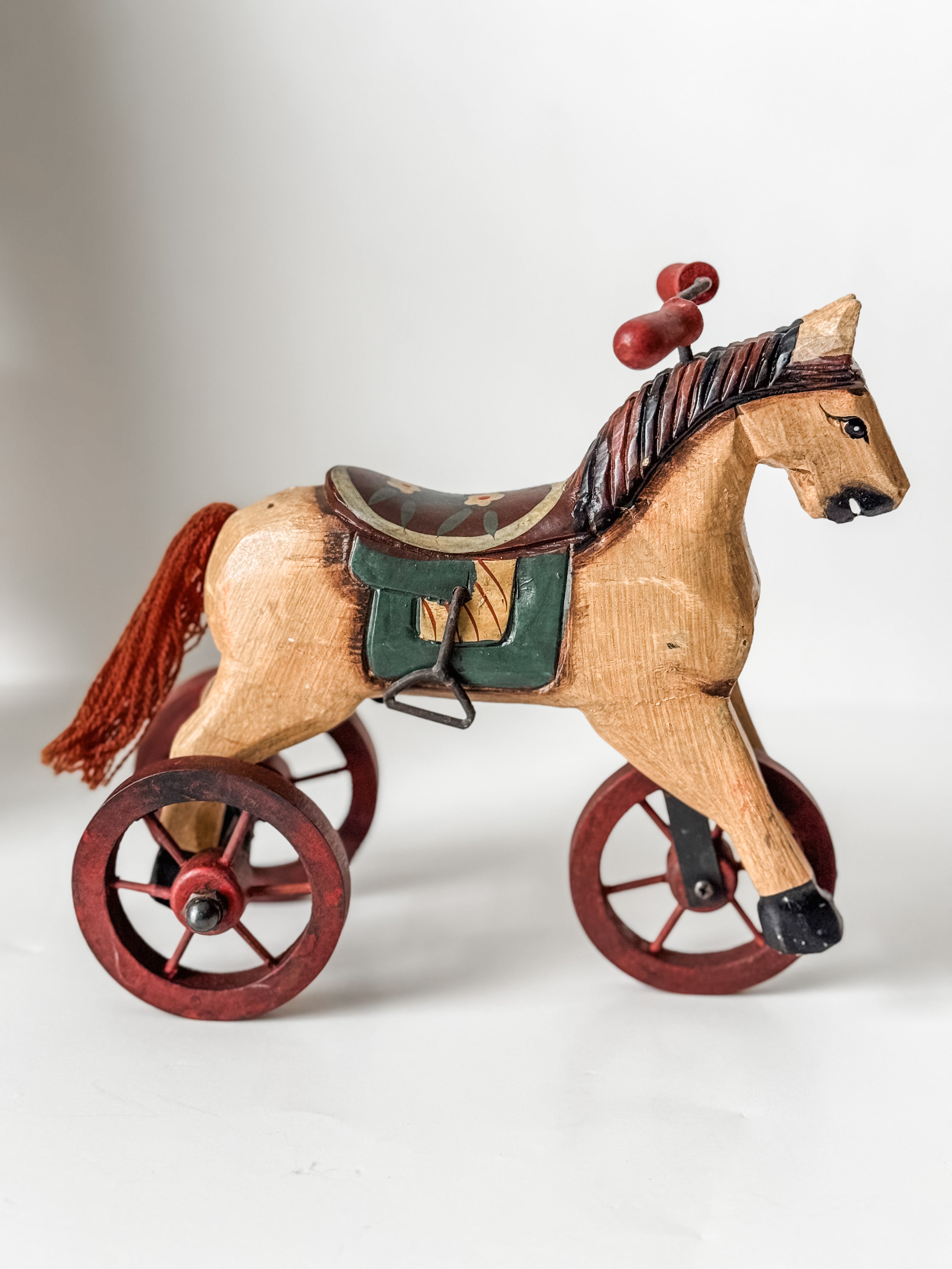 Vintage Carved Wood Folk Art Style Horse Toy