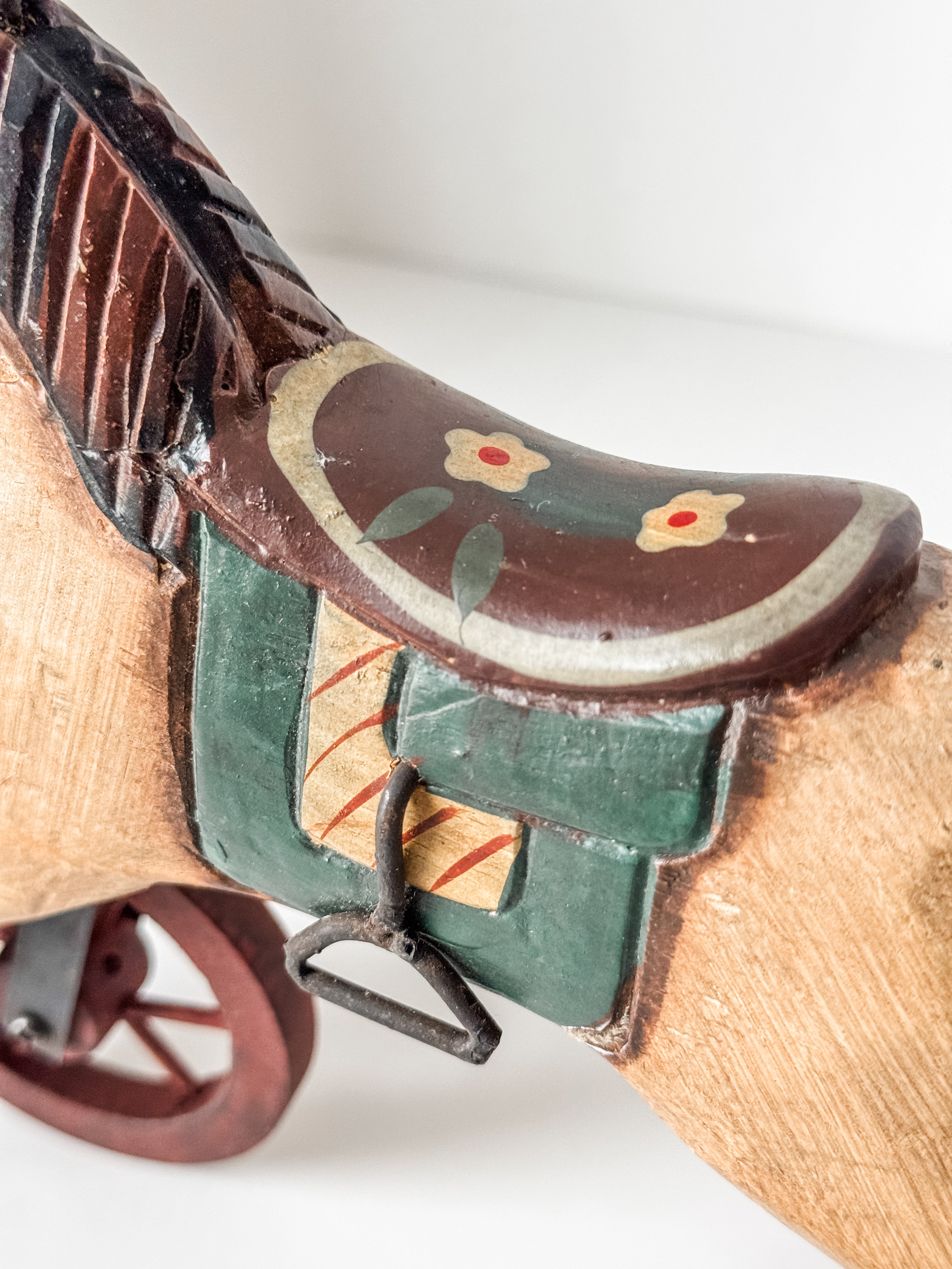 Vintage Carved Wood Folk Art Style Horse Toy