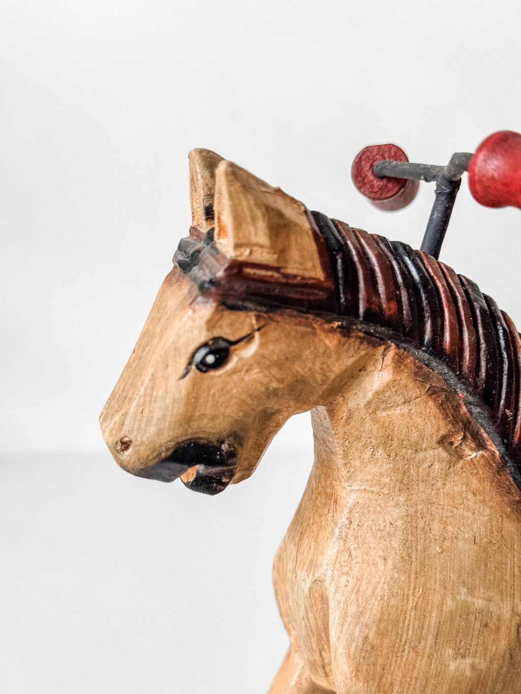 Vintage Carved Wood Folk Art Style Horse Toy