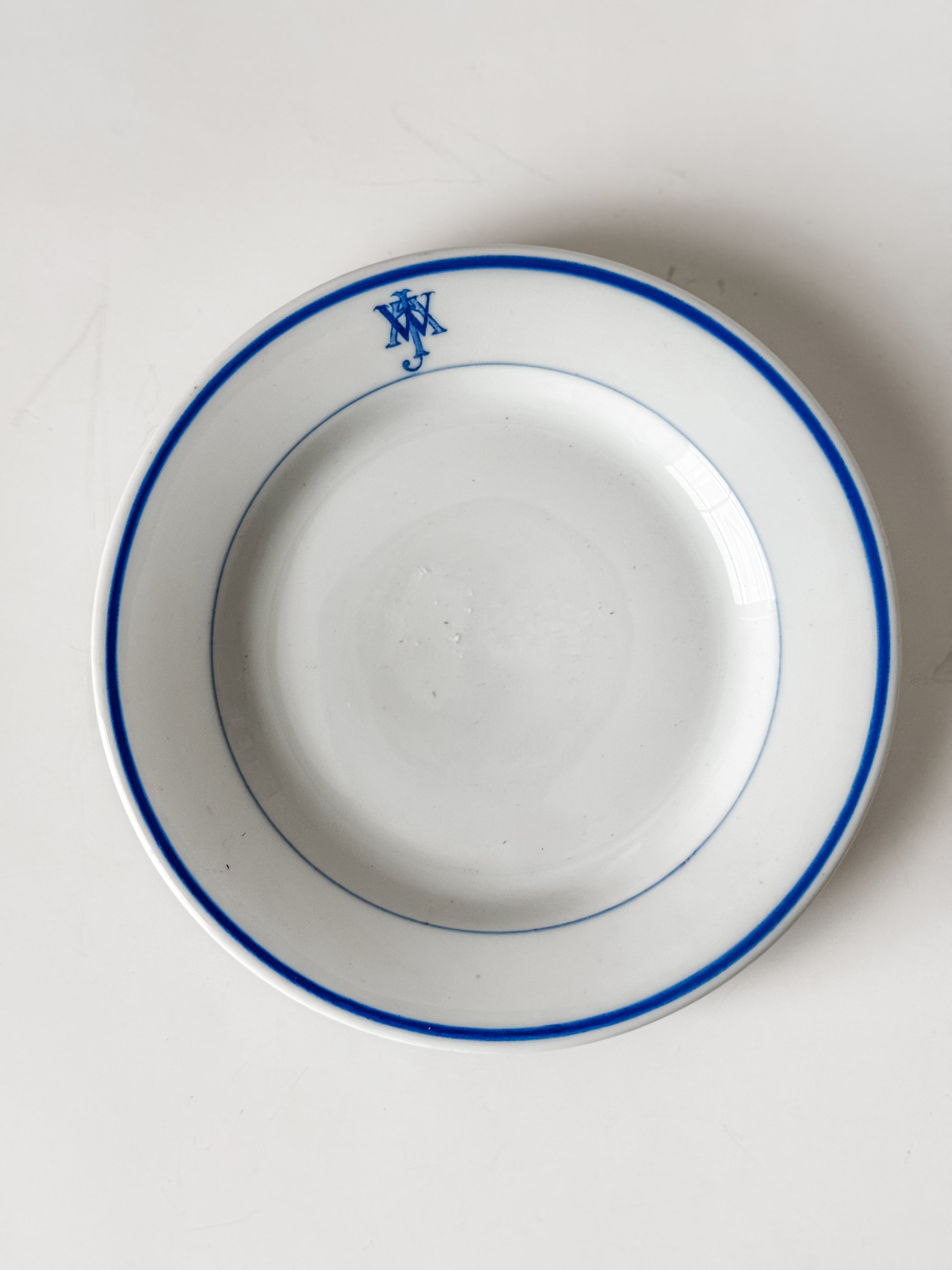 Vintage Hotel China Ironstone Tip Plate with Monogram