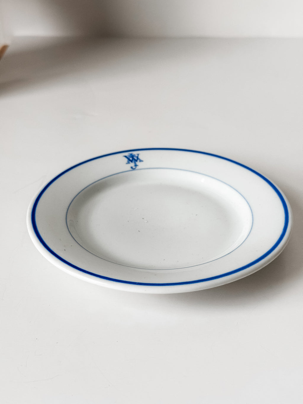 Vintage Hotel China Ironstone Tip Plate with Monogram