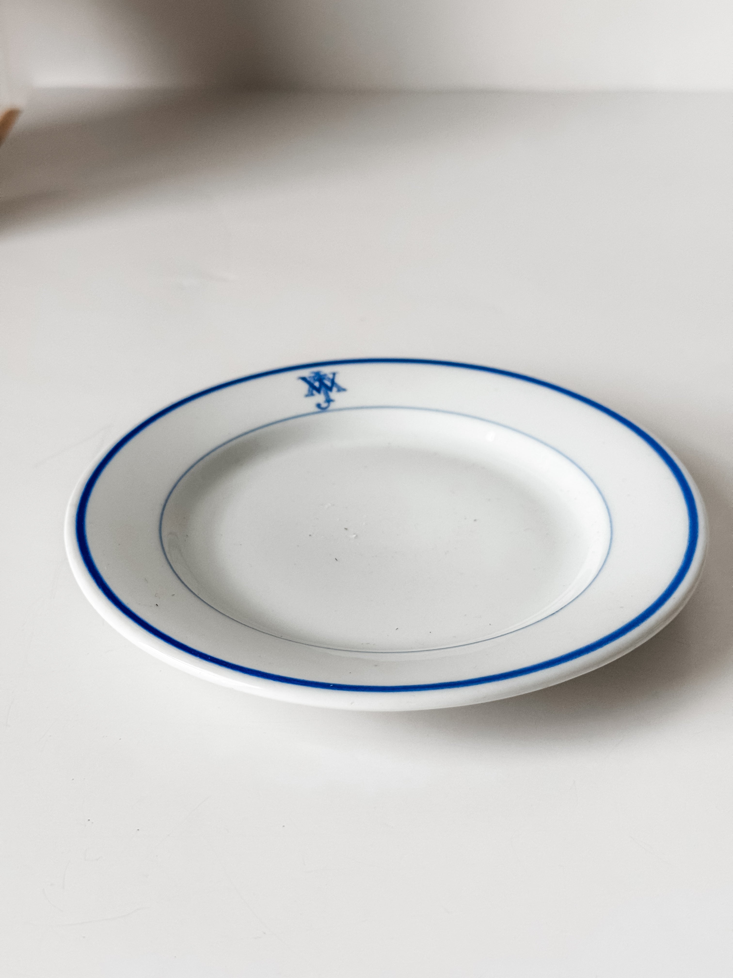 Vintage Hotel China Ironstone Tip Plate with Monogram