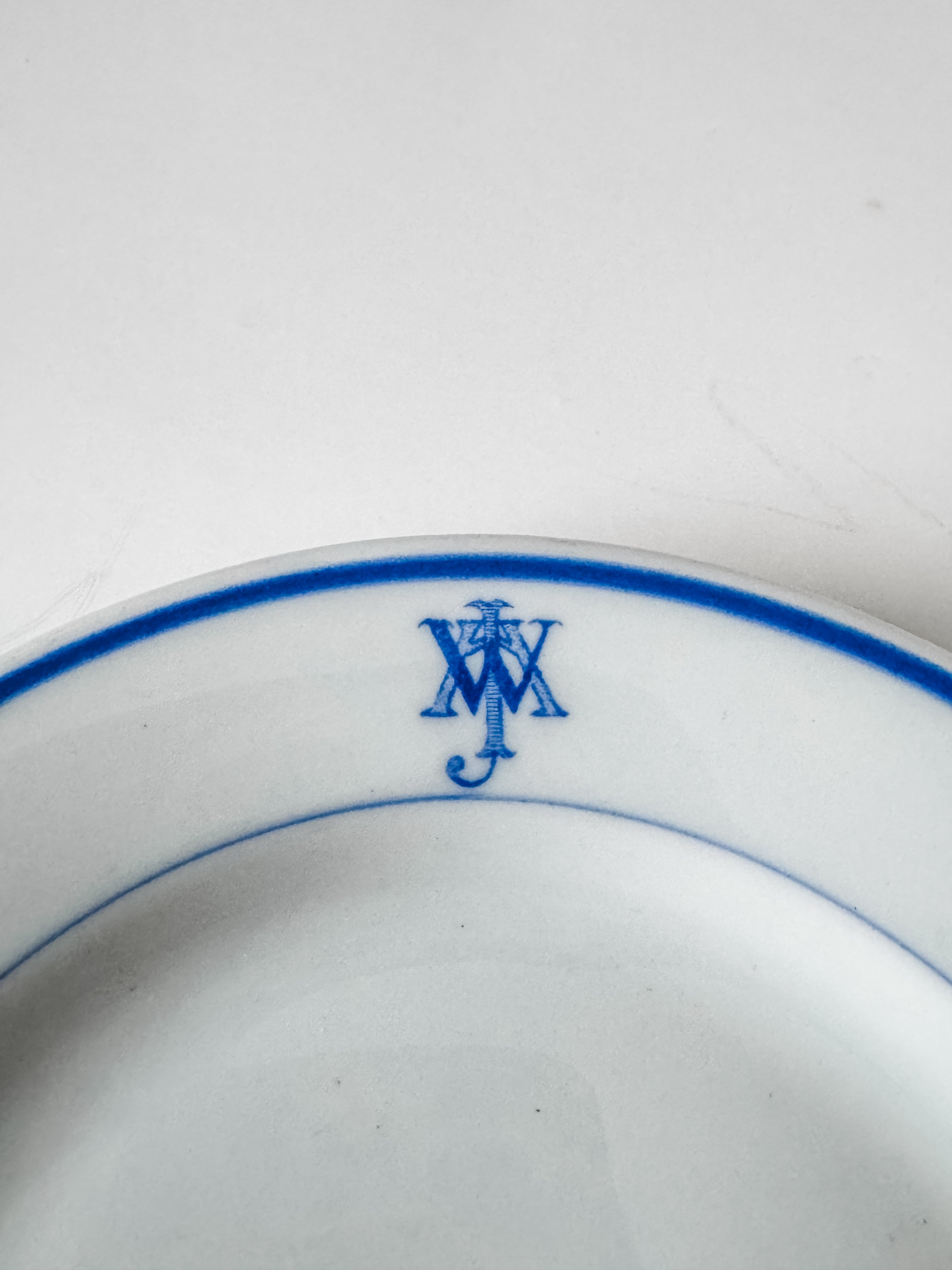 Vintage Hotel China Ironstone Tip Plate with Monogram