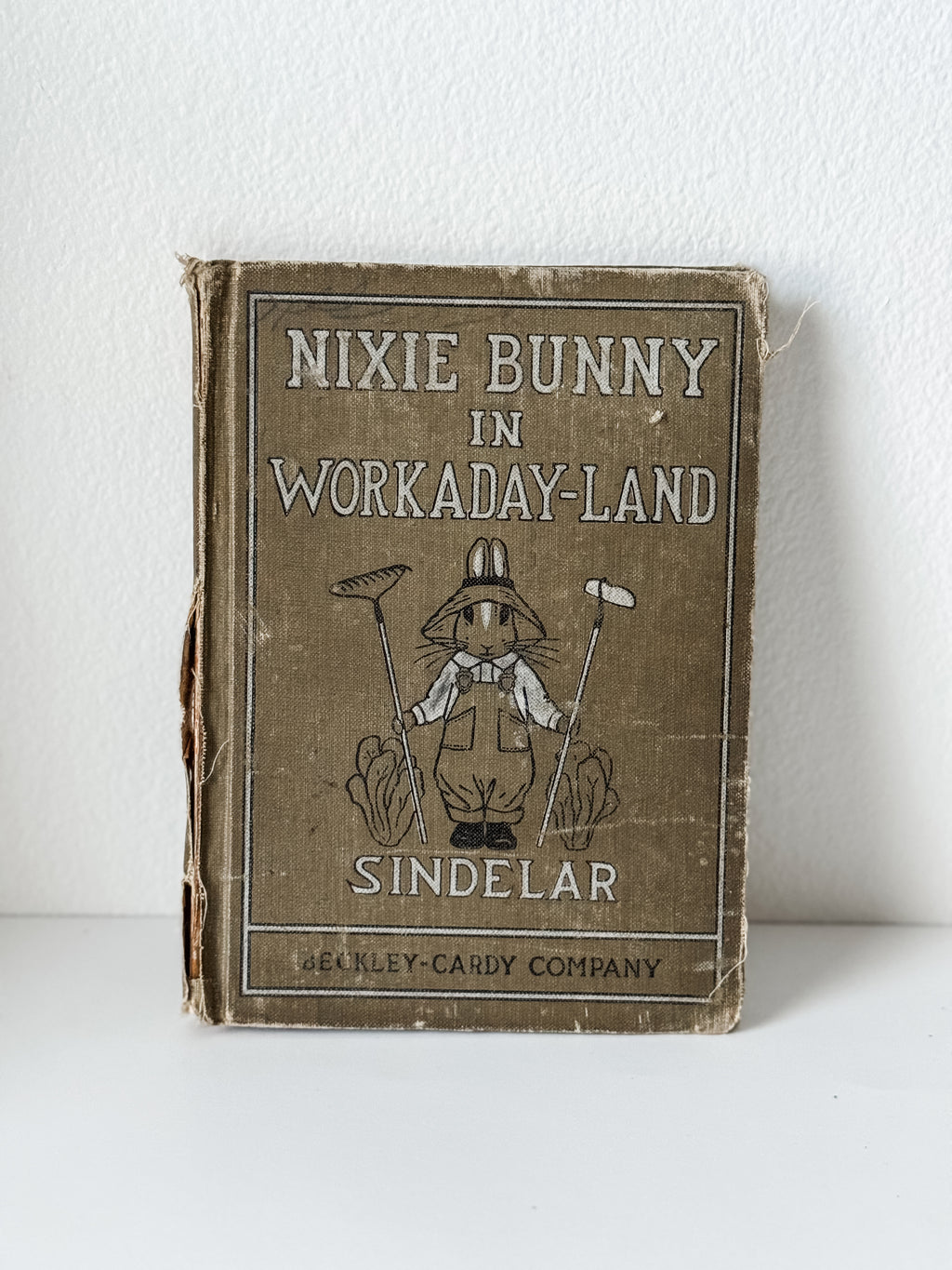 Antique Green Hardcover Children's Book With Bunny