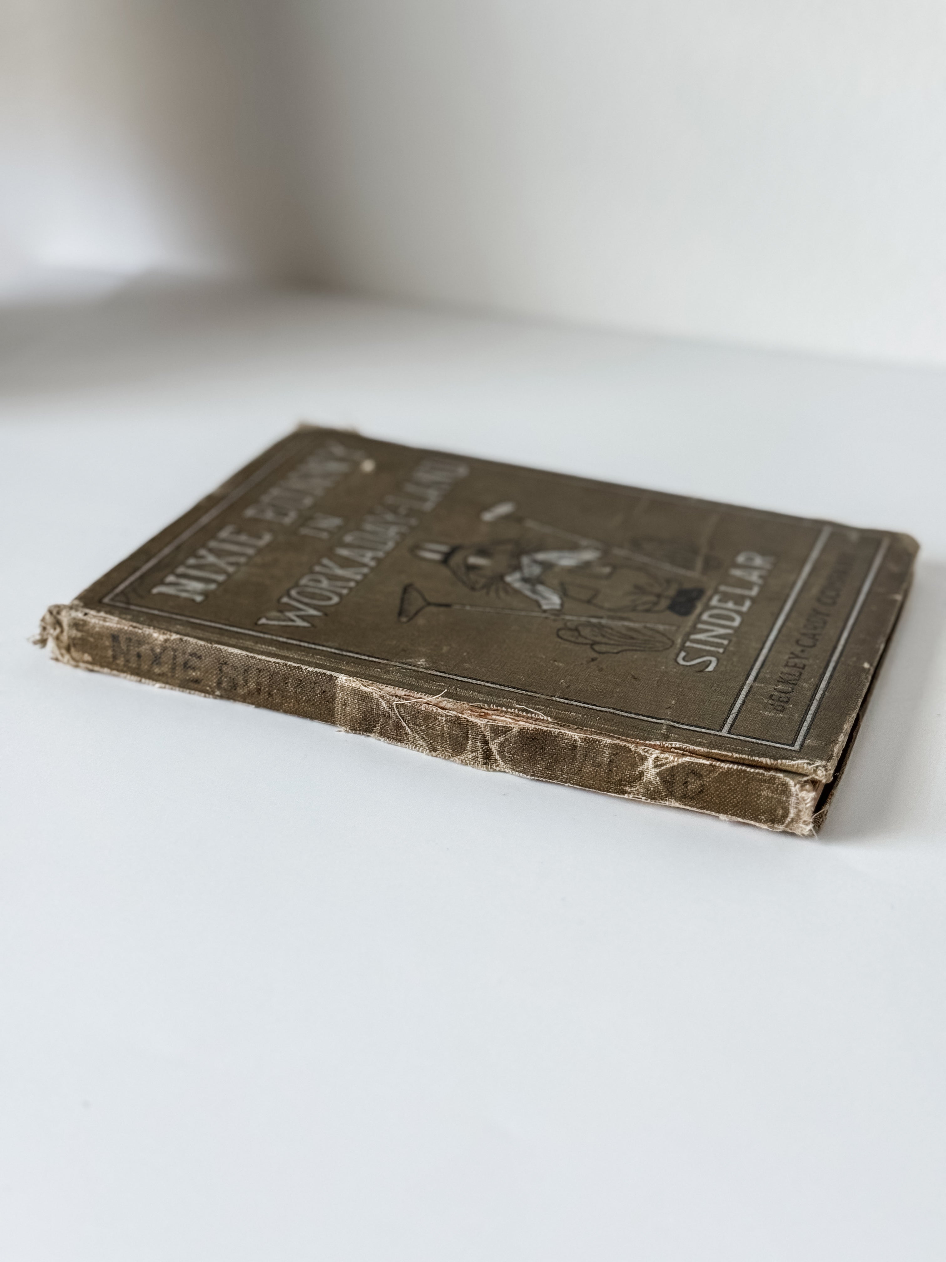 Antique Green Hardcover Children's Book With Bunny