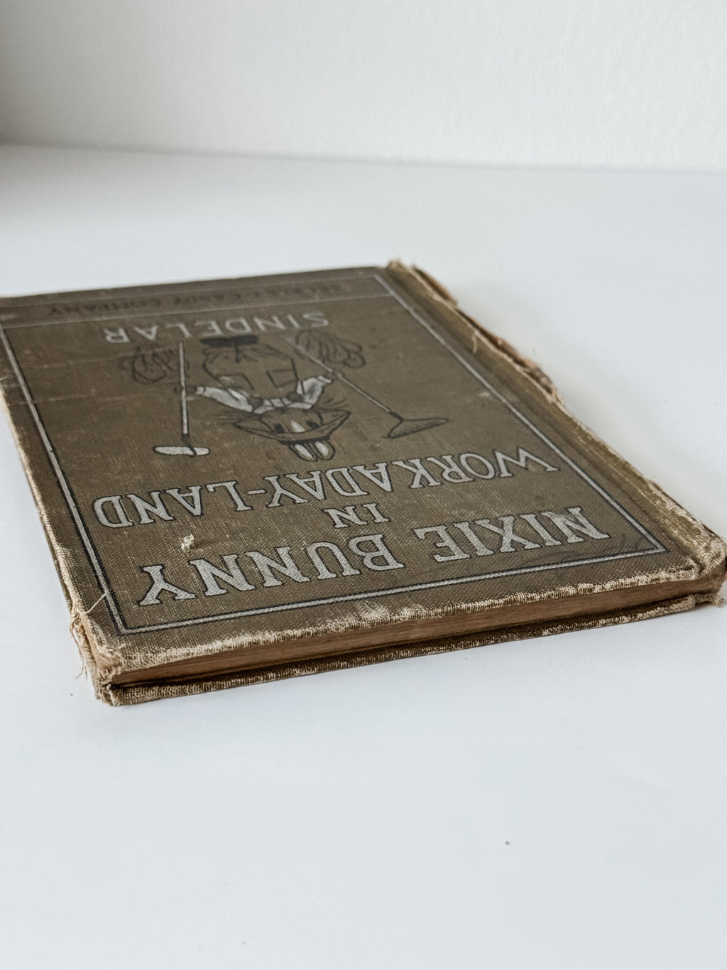 Antique Green Hardcover Children's Book With Bunny