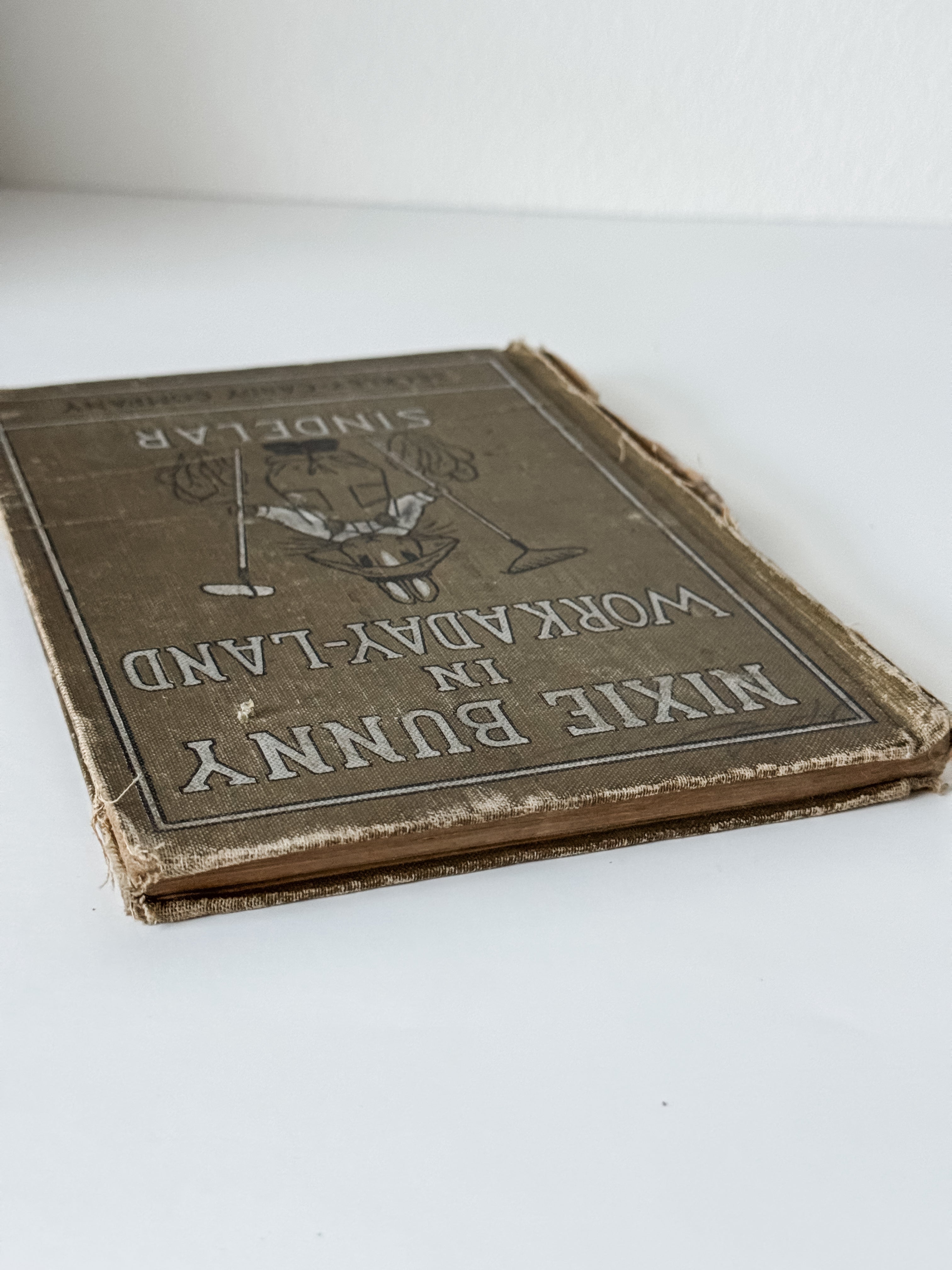 Antique Green Hardcover Children's Book With Bunny