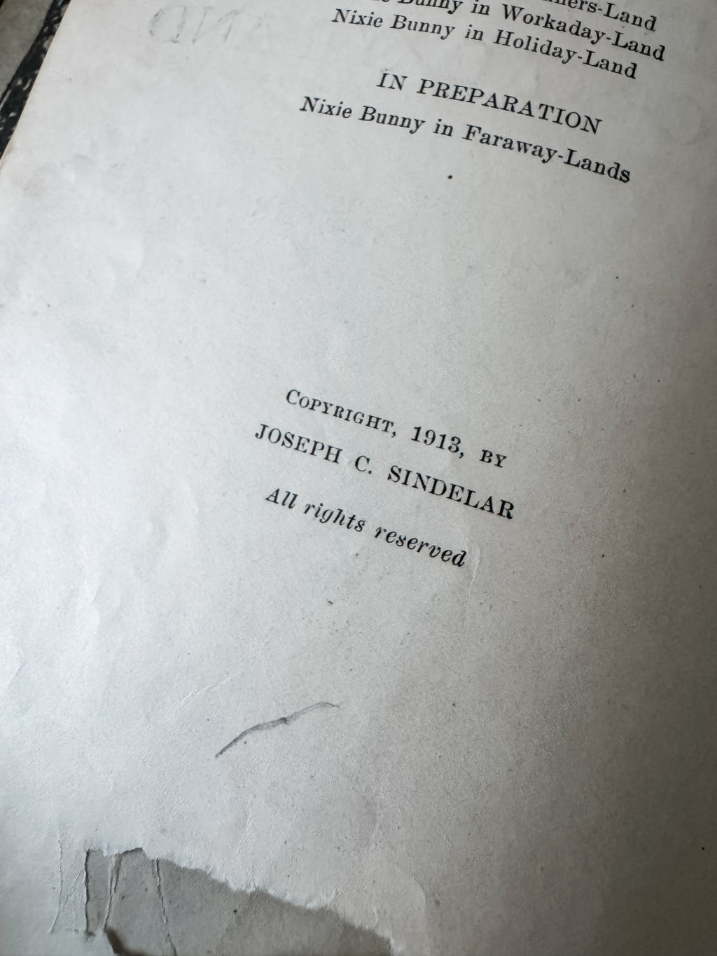 Antique Green Hardcover Children's Book With Bunny