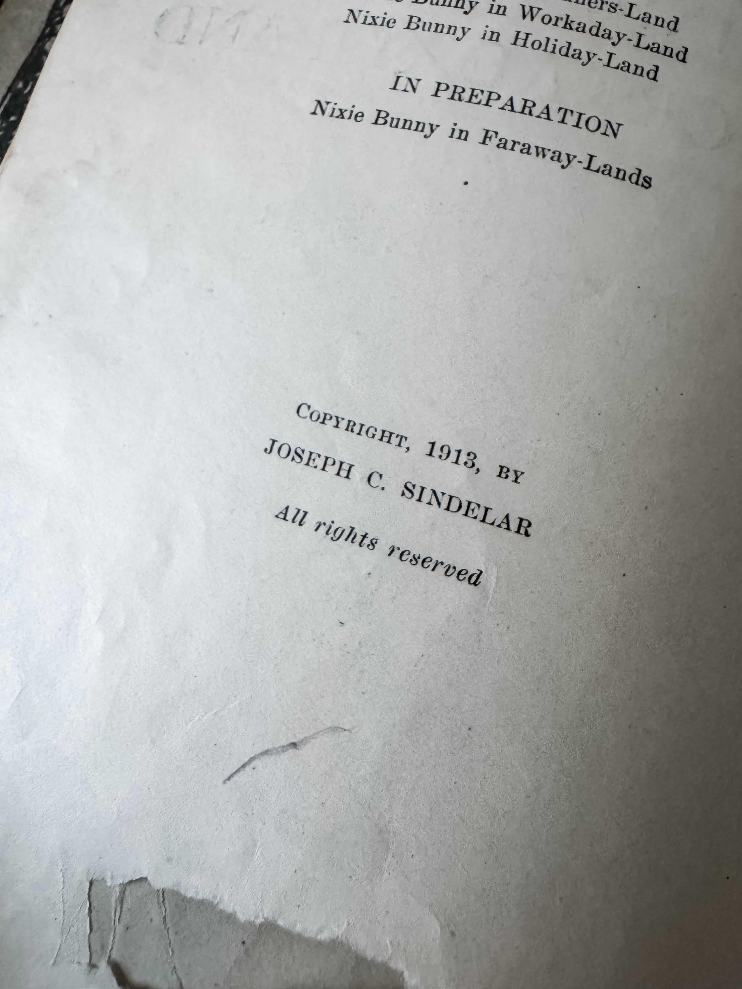 Antique Green Hardcover Children's Book With Bunny