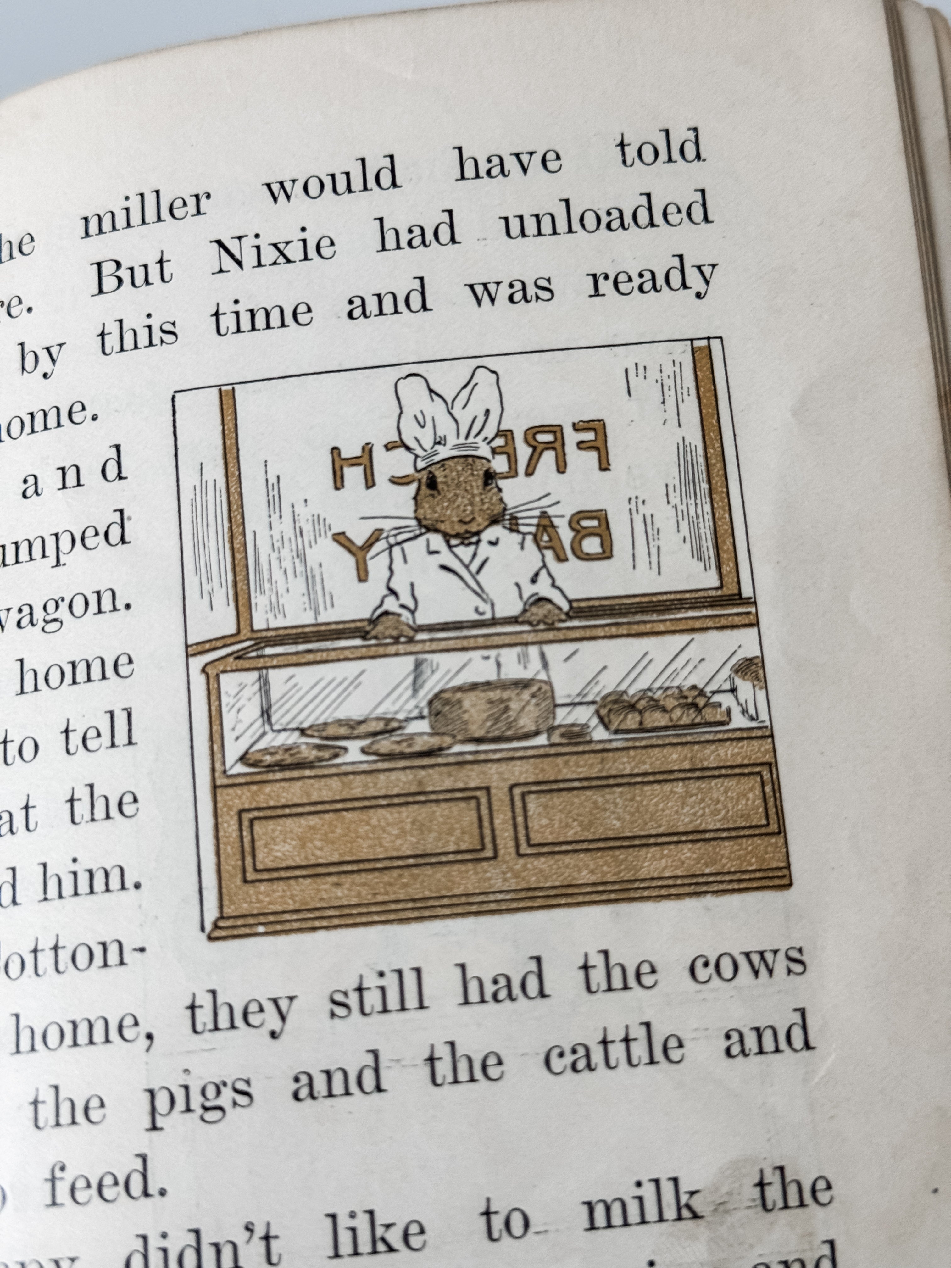 Antique Green Hardcover Children's Book With Bunny