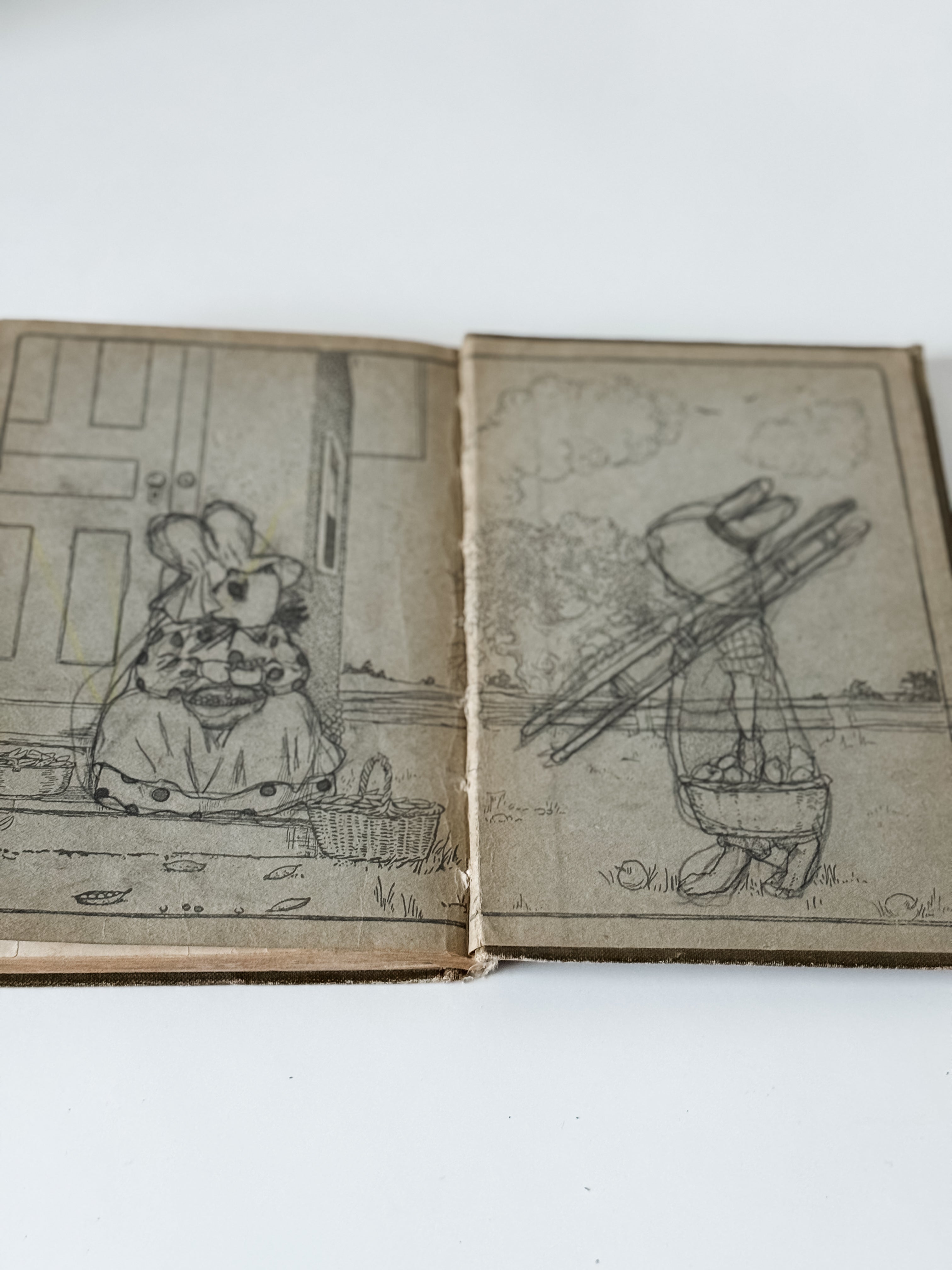 Antique Green Hardcover Children's Book With Bunny