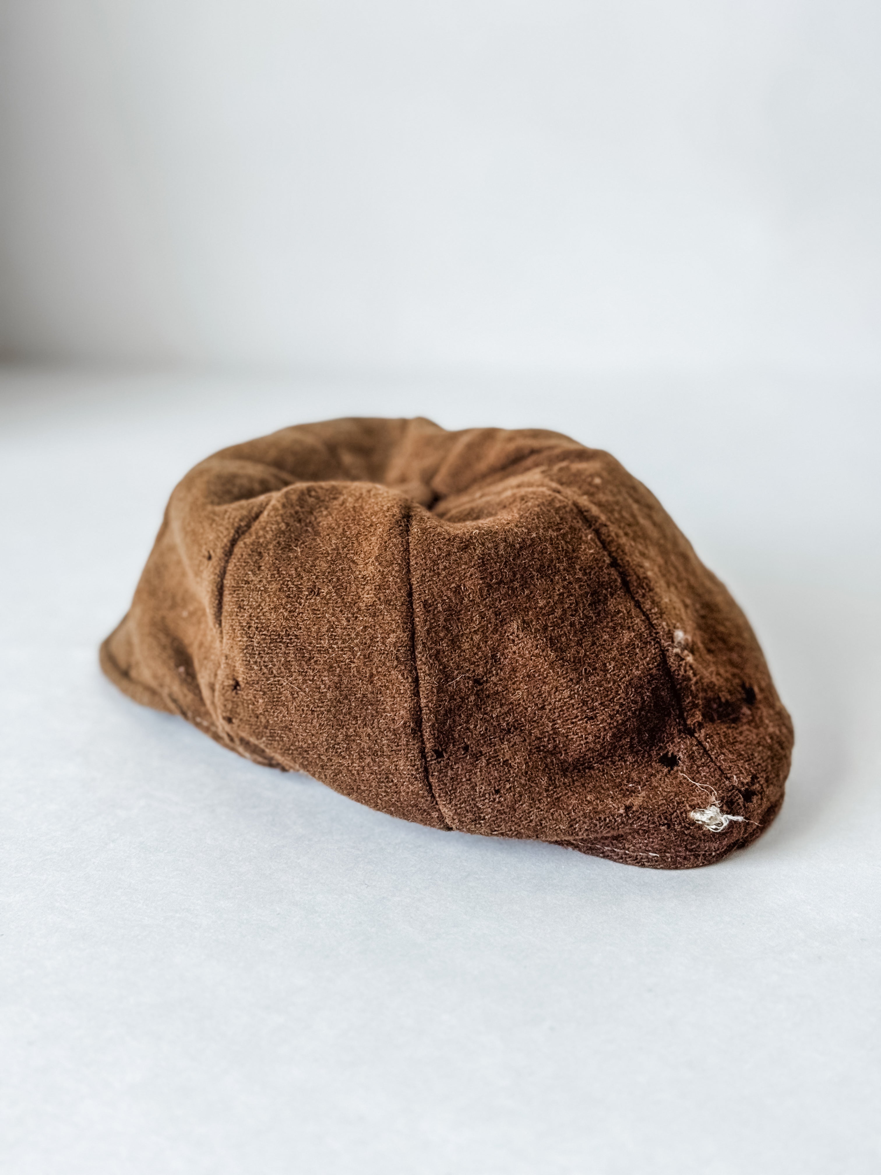 Antique Brown Wool Newsboy Cap With Silk Lining