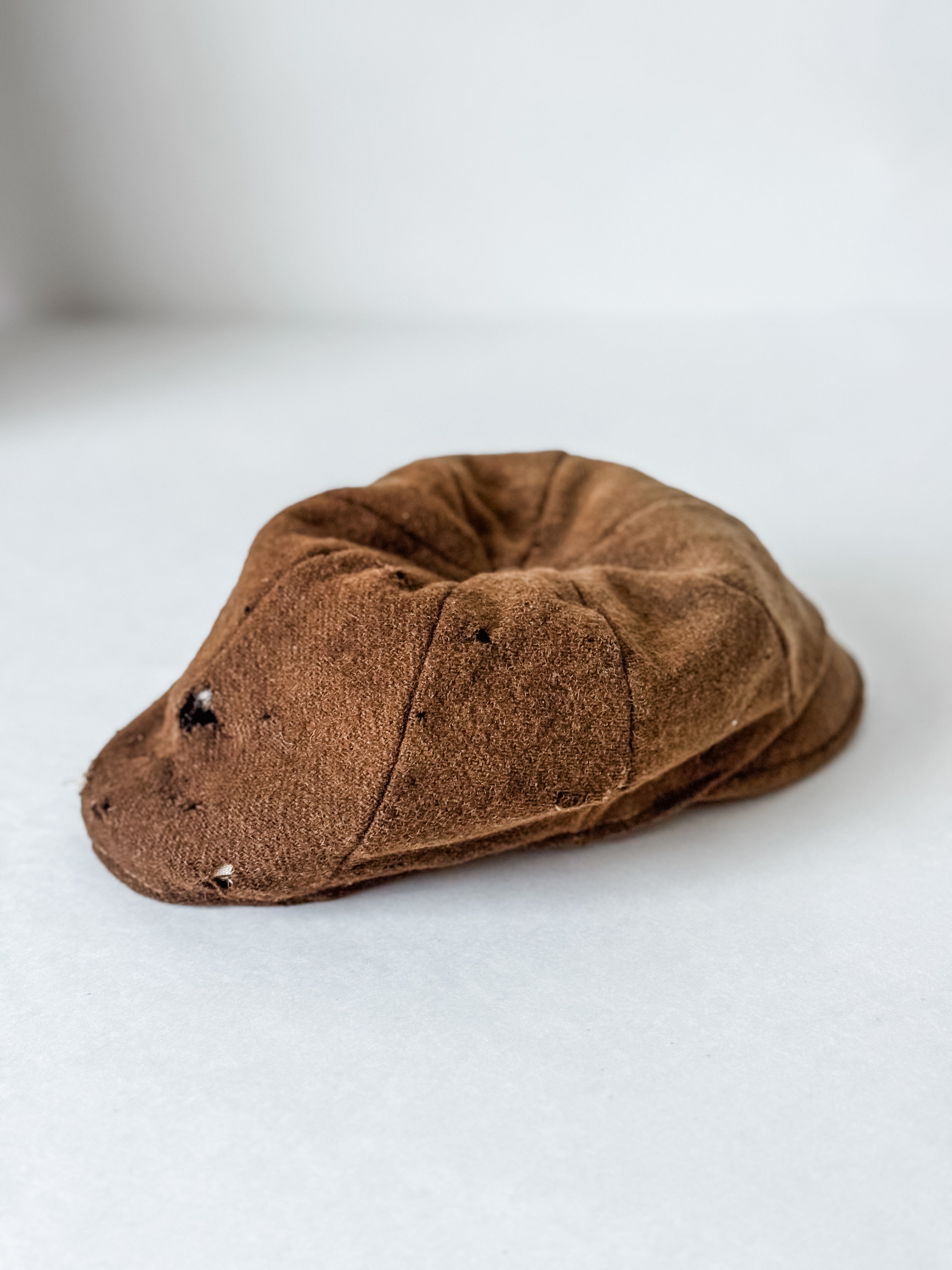 Antique Brown Wool Newsboy Cap With Silk Lining