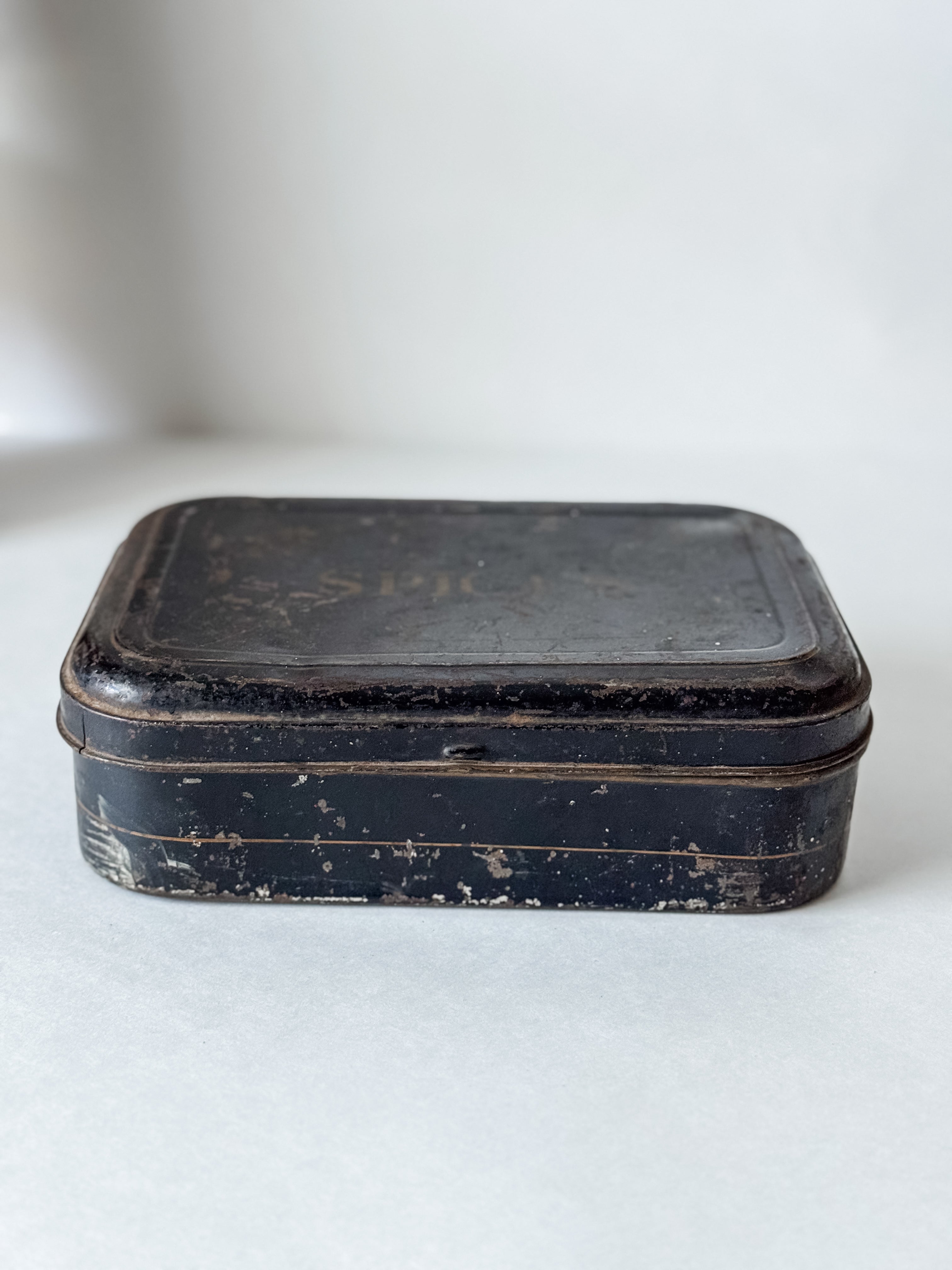 Antique Toleware Spice Tin With Six Spice Canisters