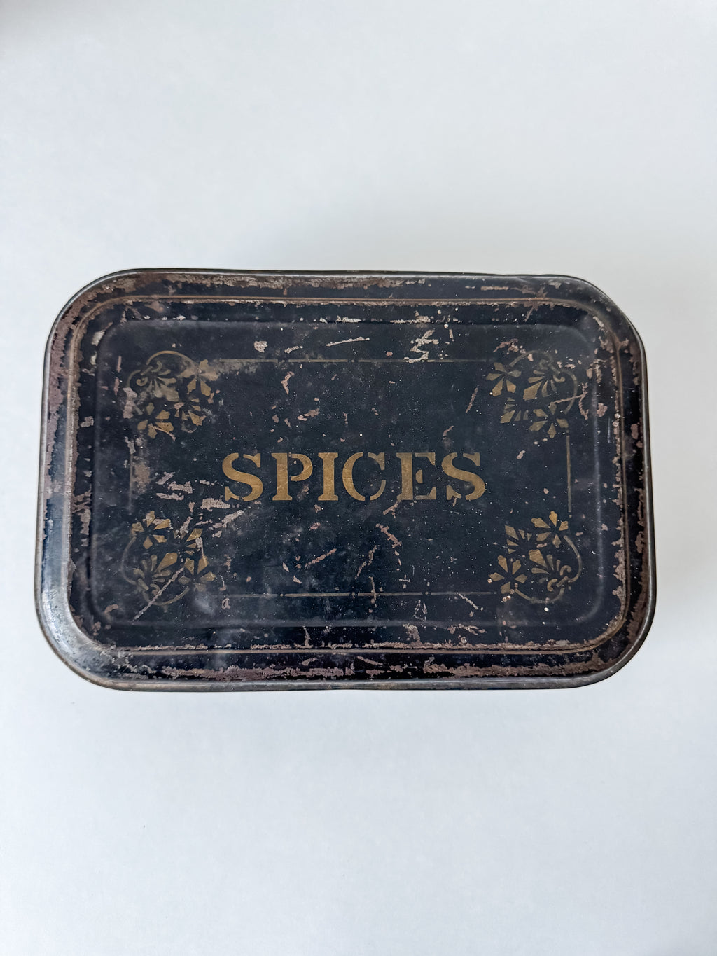 Antique Toleware Spice Tin With Six Spice Canisters