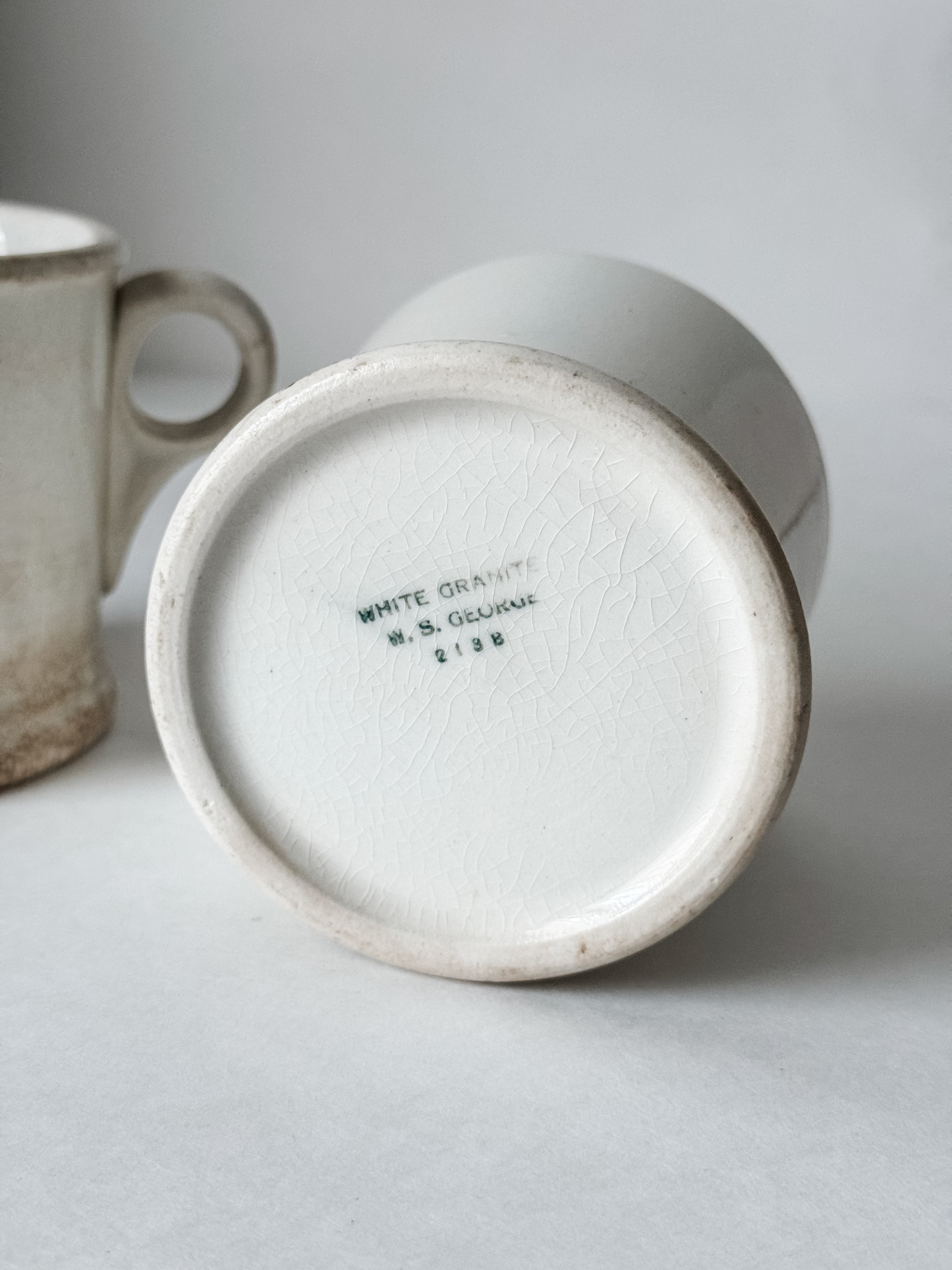Antique Chunky White Ironstone Mug