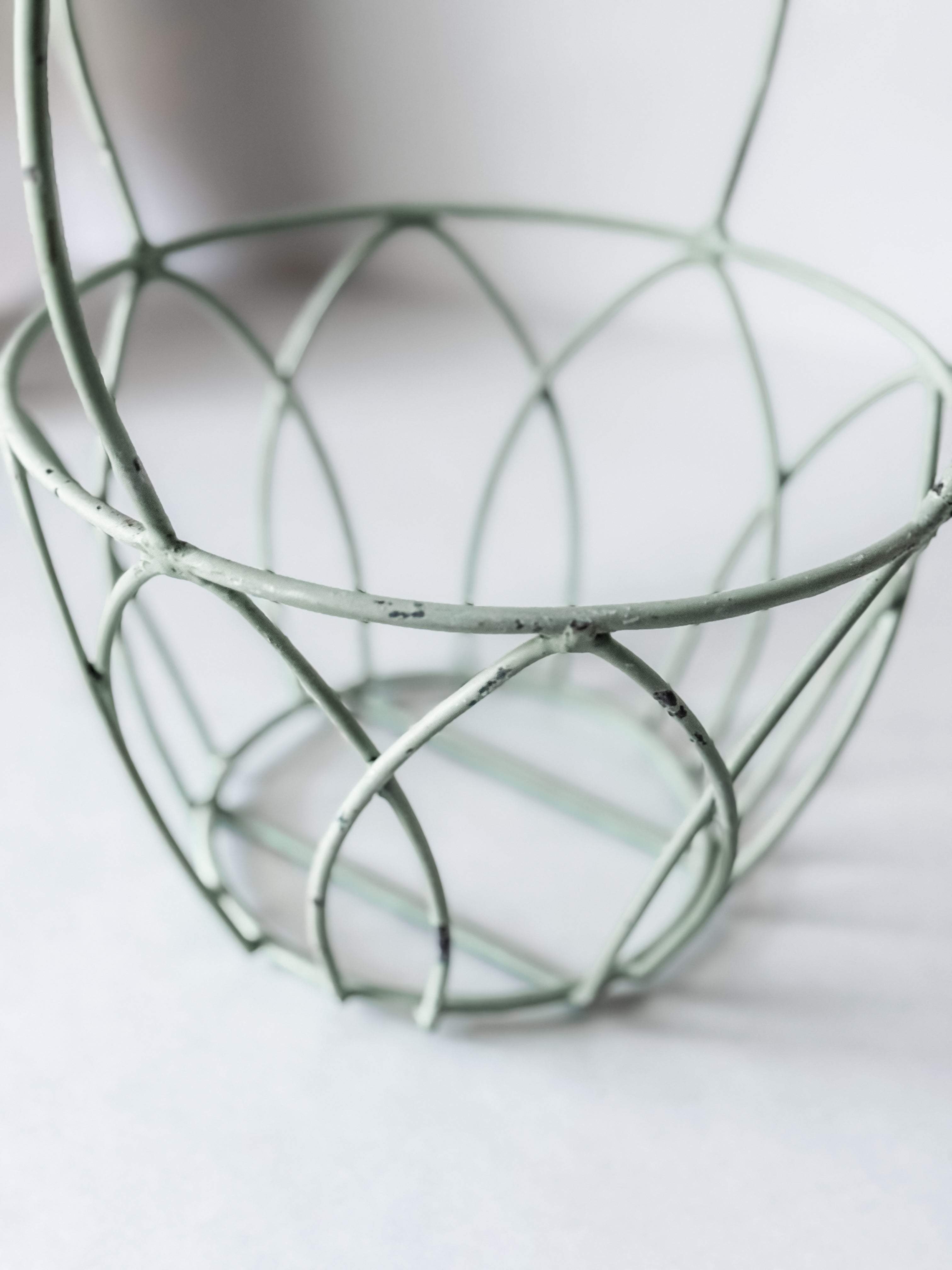Vintage Pale Green Metal Hanging Plant Rack