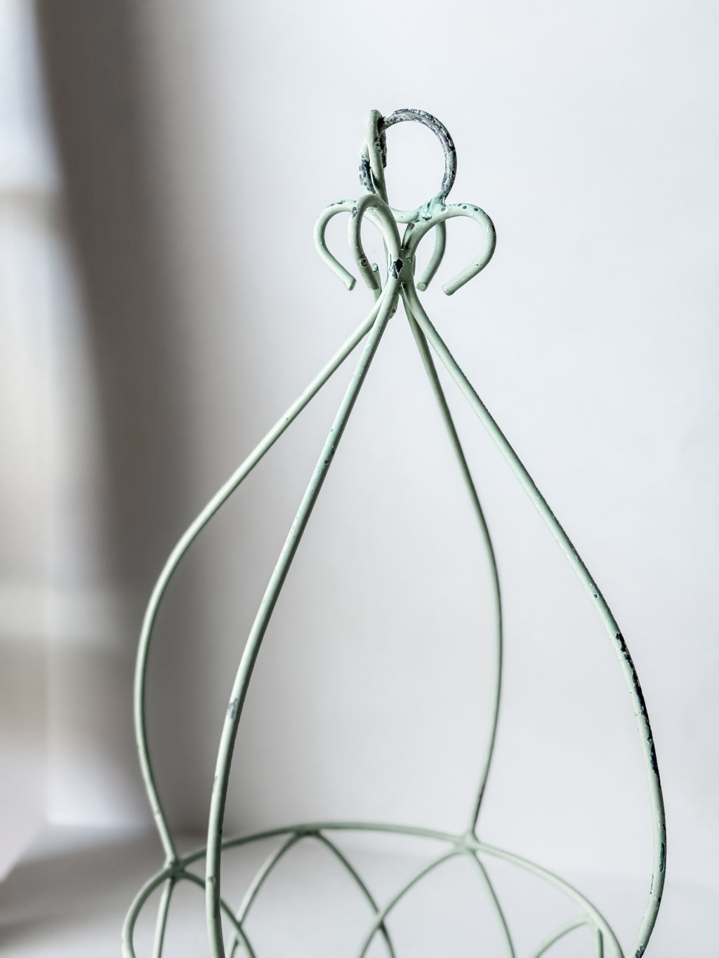 Vintage Pale Green Metal Hanging Plant Rack
