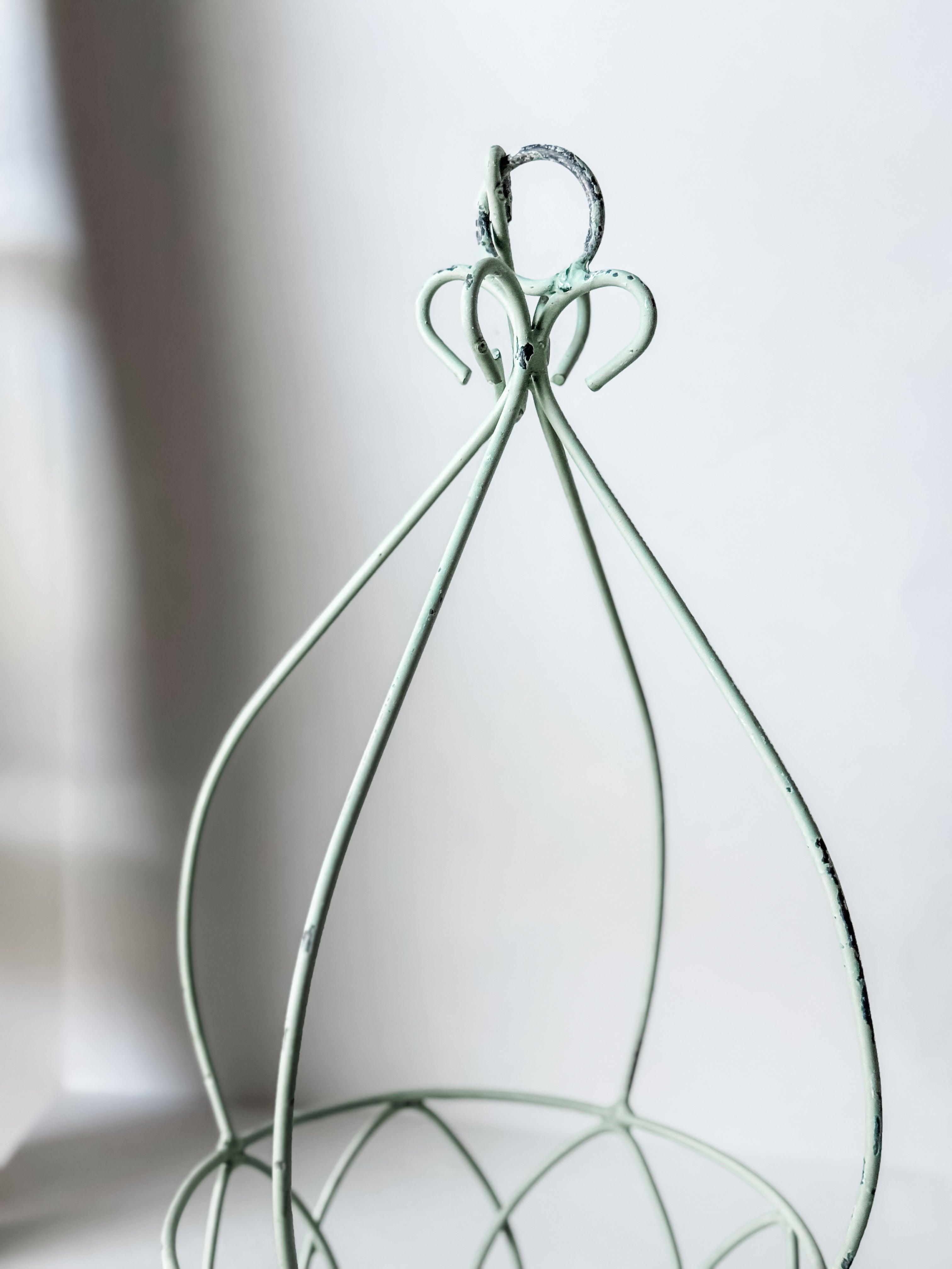 Vintage Pale Green Metal Hanging Plant Rack