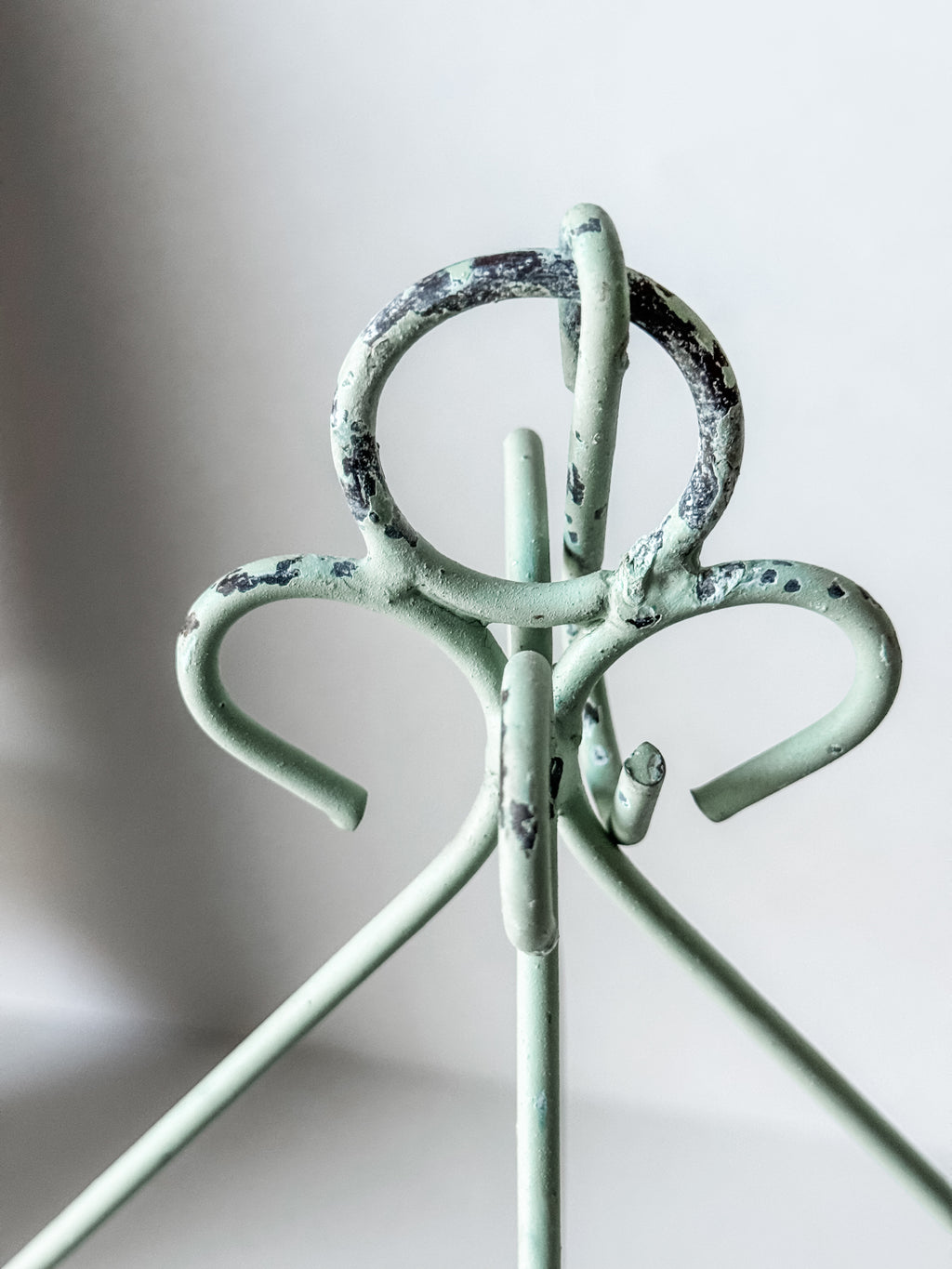 Vintage Pale Green Metal Hanging Plant Rack