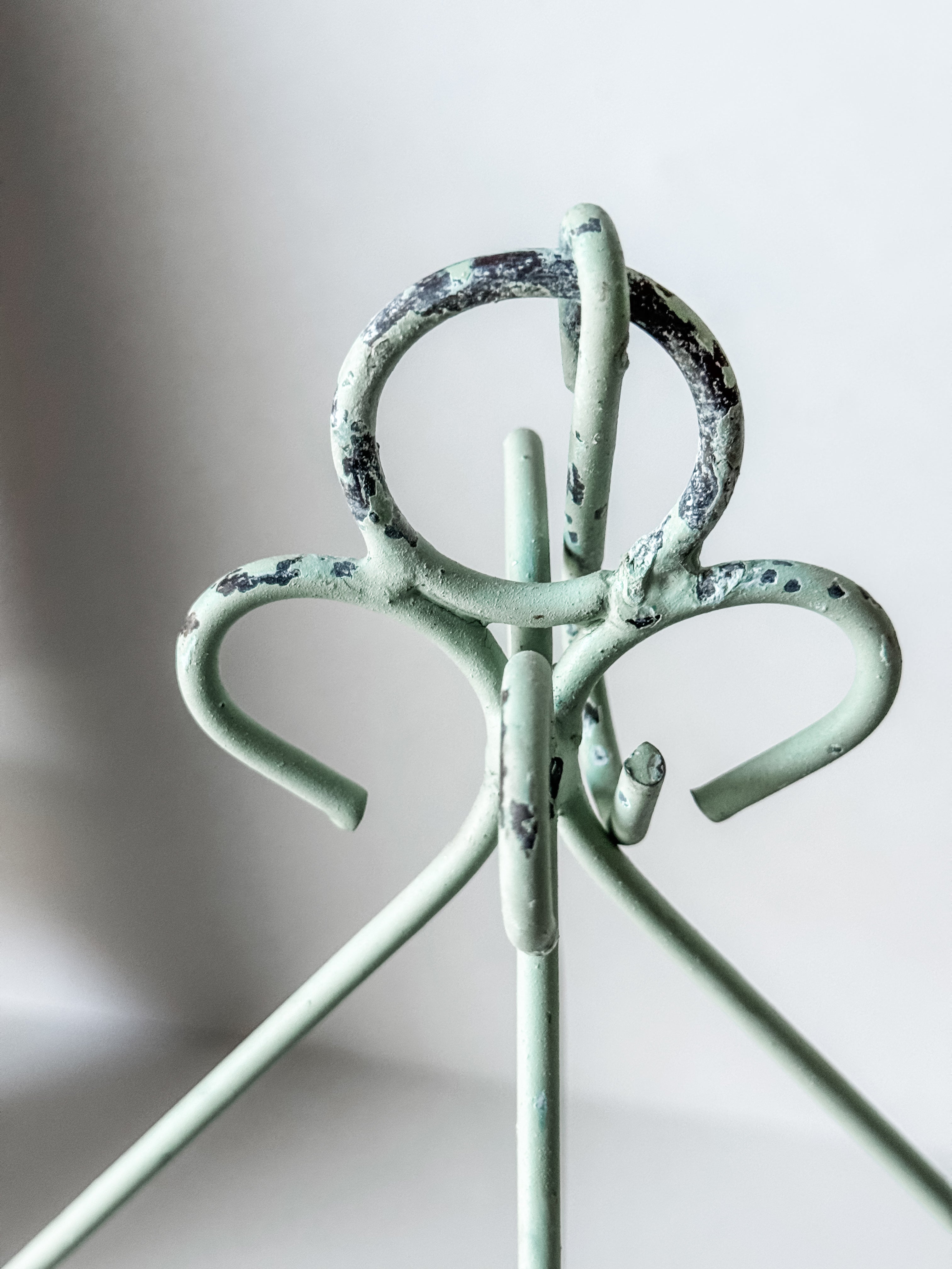 Vintage Pale Green Metal Hanging Plant Rack