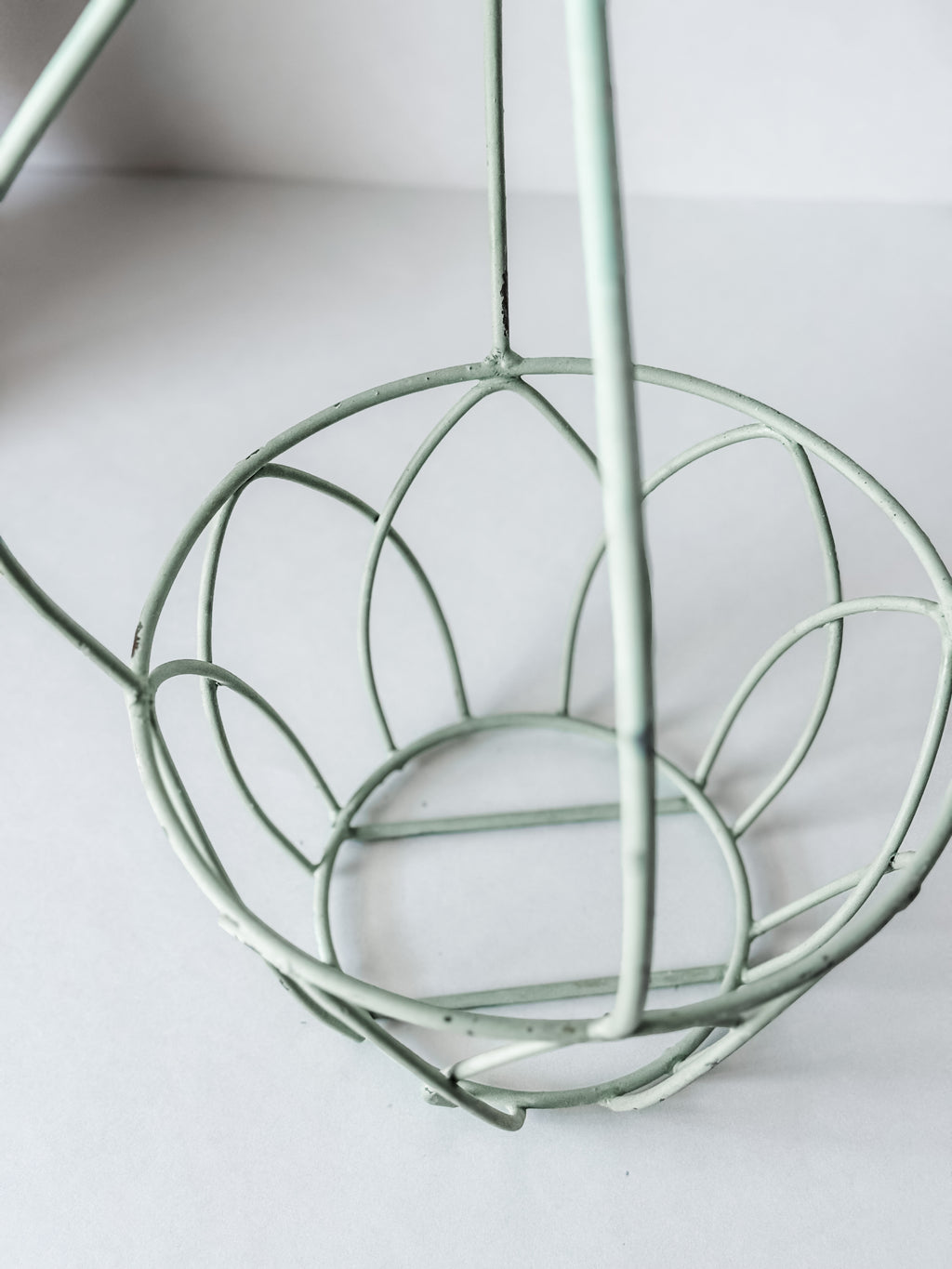 Vintage Pale Green Metal Hanging Plant Rack