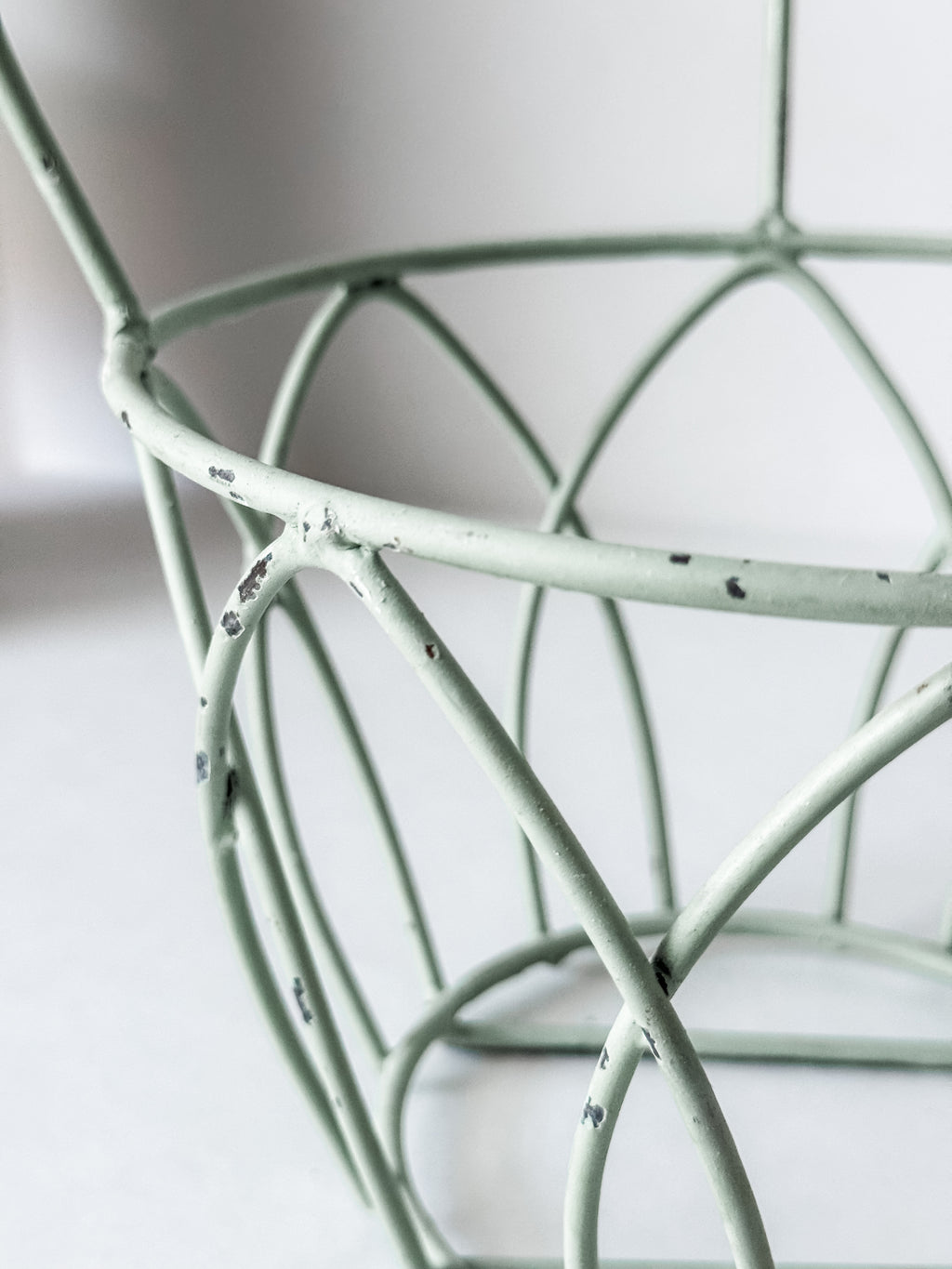 Vintage Pale Green Metal Hanging Plant Rack