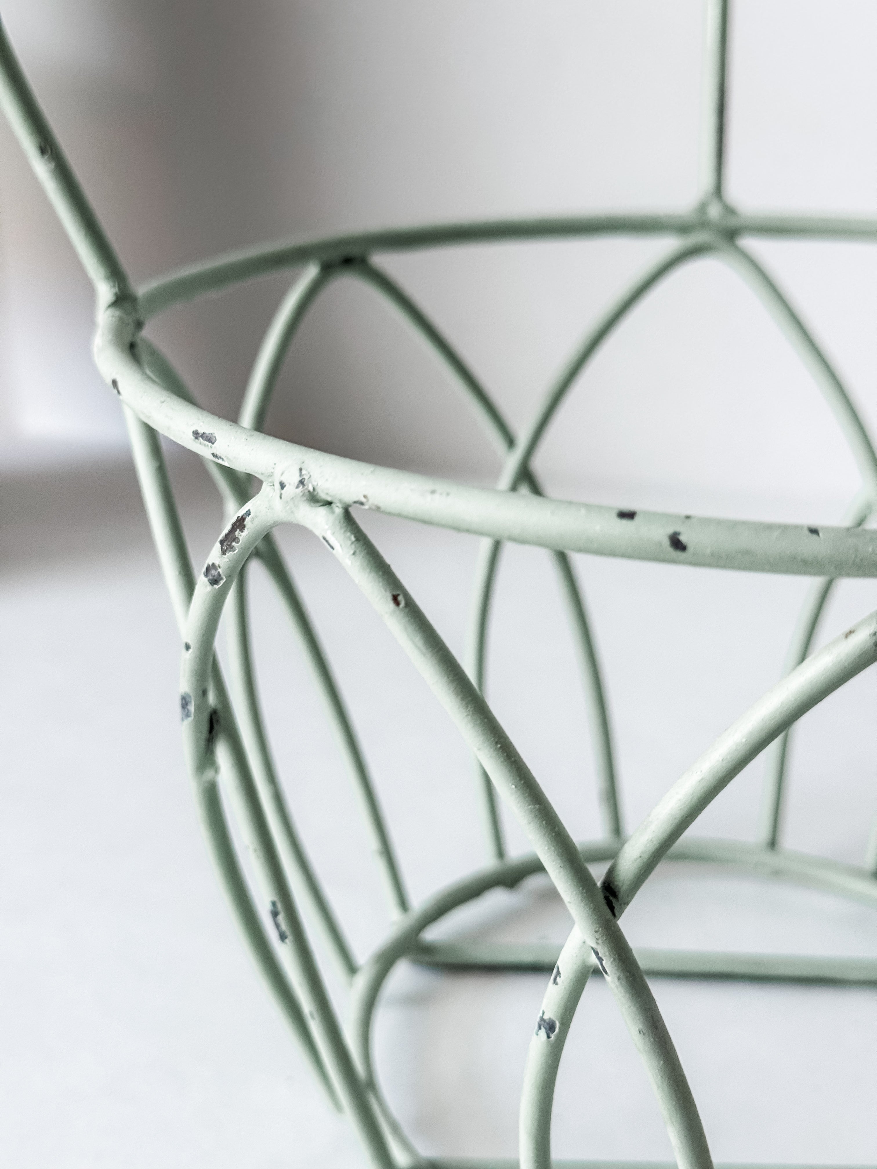 Vintage Pale Green Metal Hanging Plant Rack