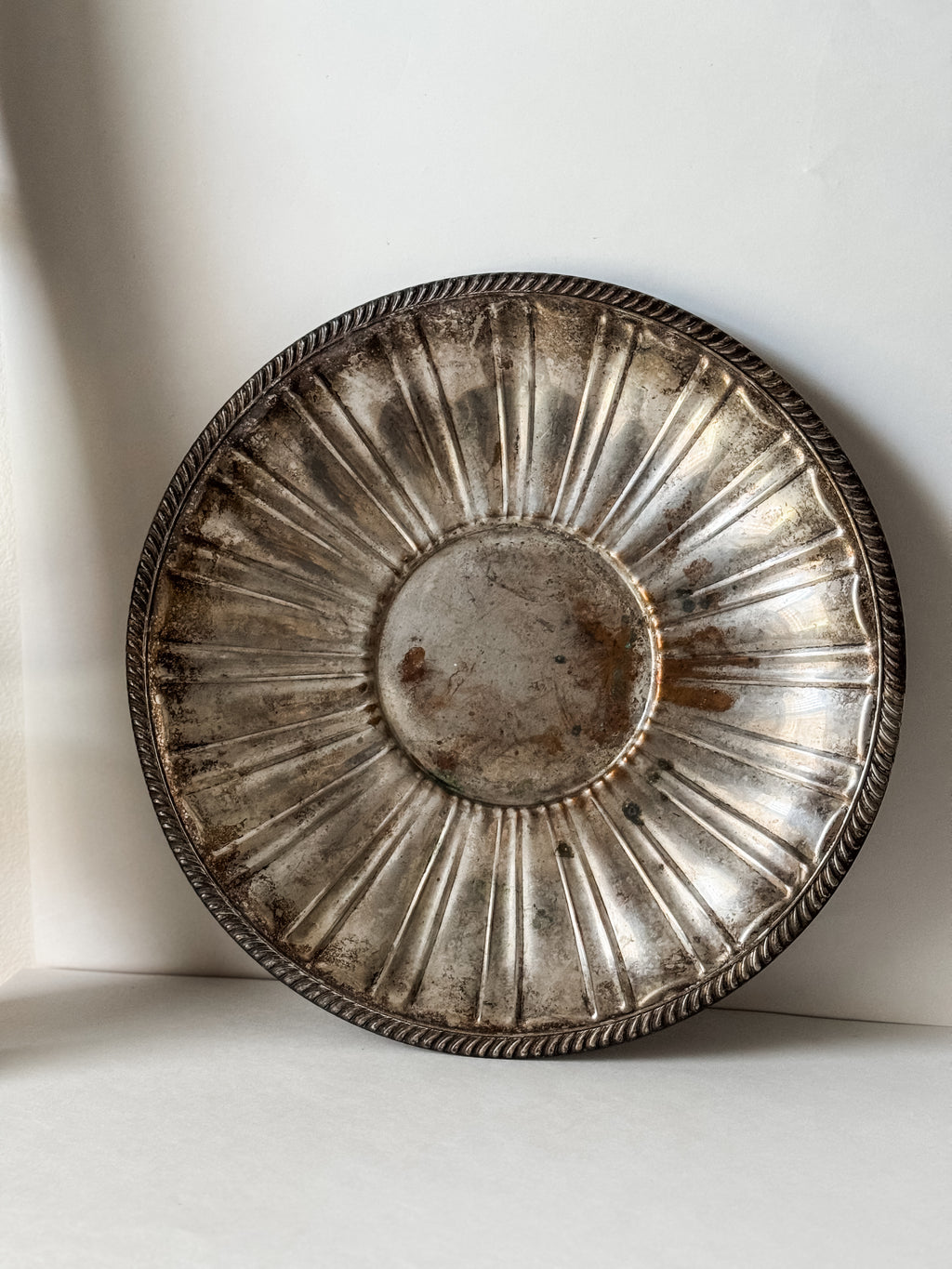 Vintage Very Large Silver Platter With Patina
