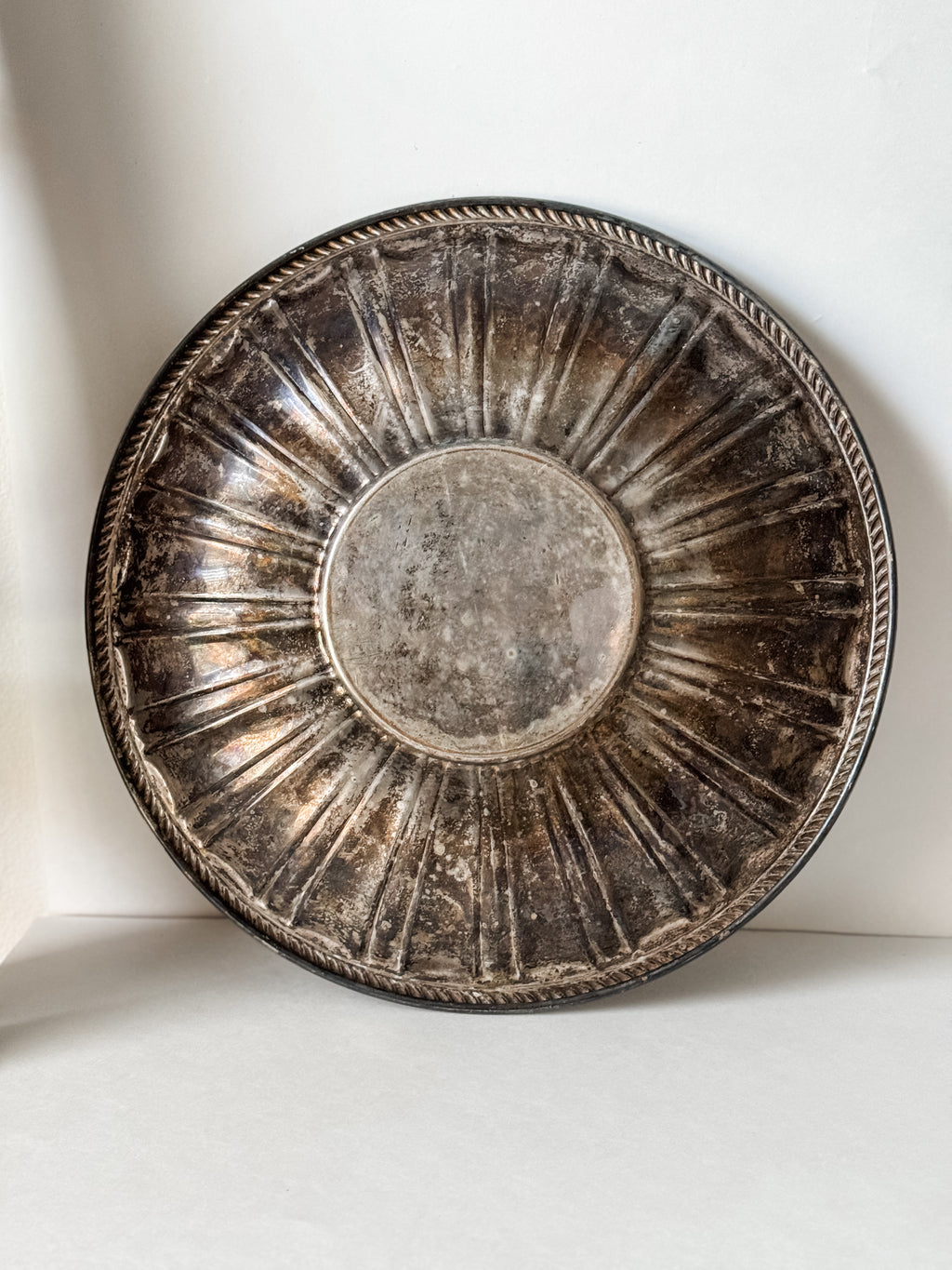 Vintage Very Large Silver Platter With Patina