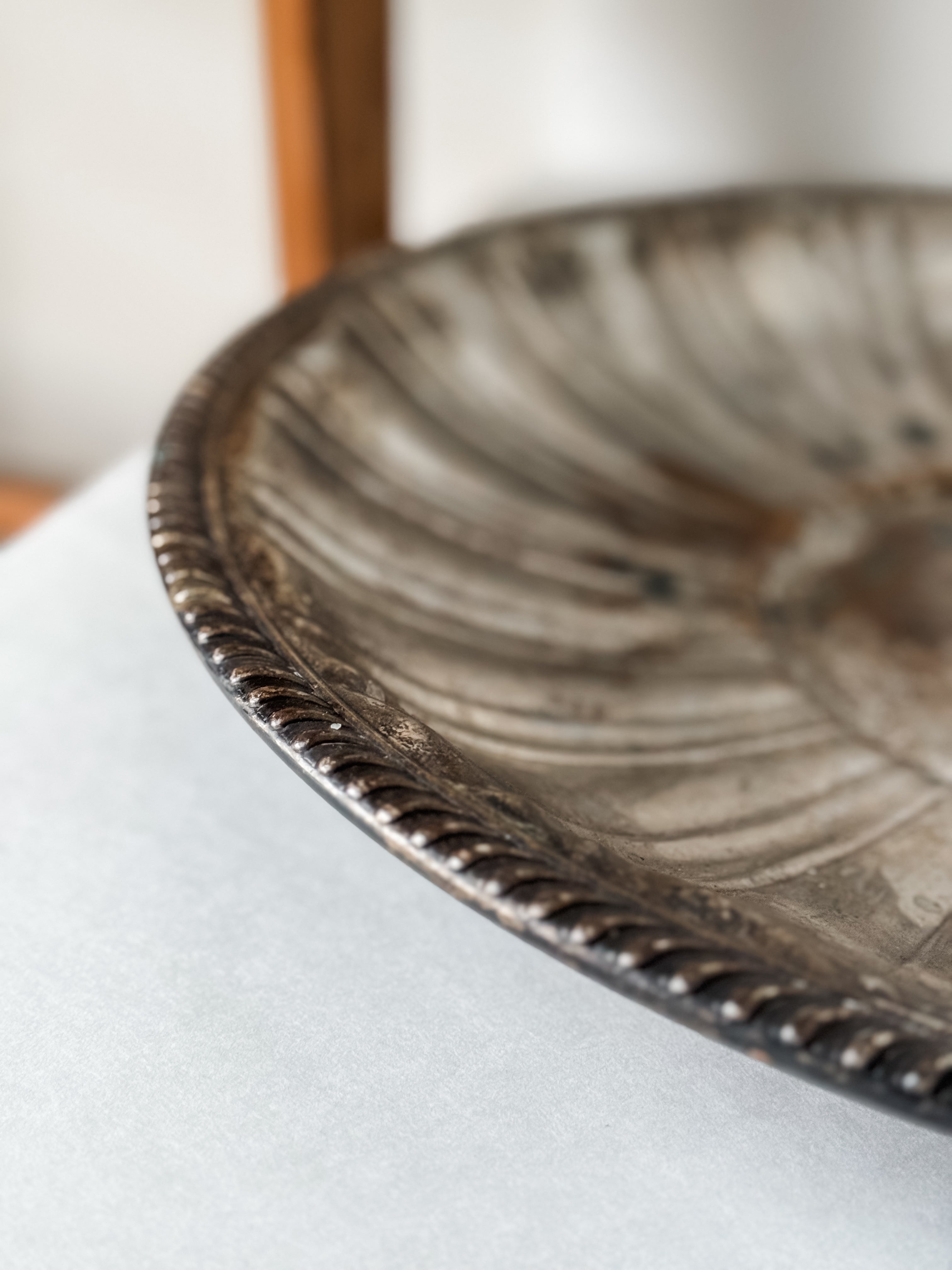 Vintage Very Large Silver Platter With Patina