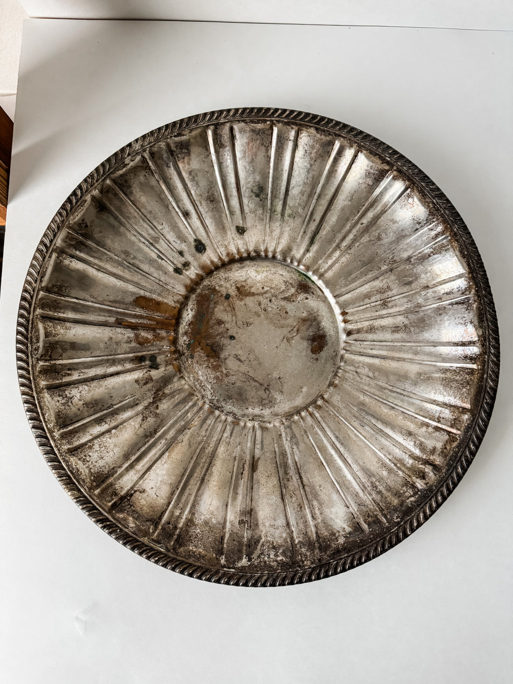 Vintage Very Large Silver Platter With Patina